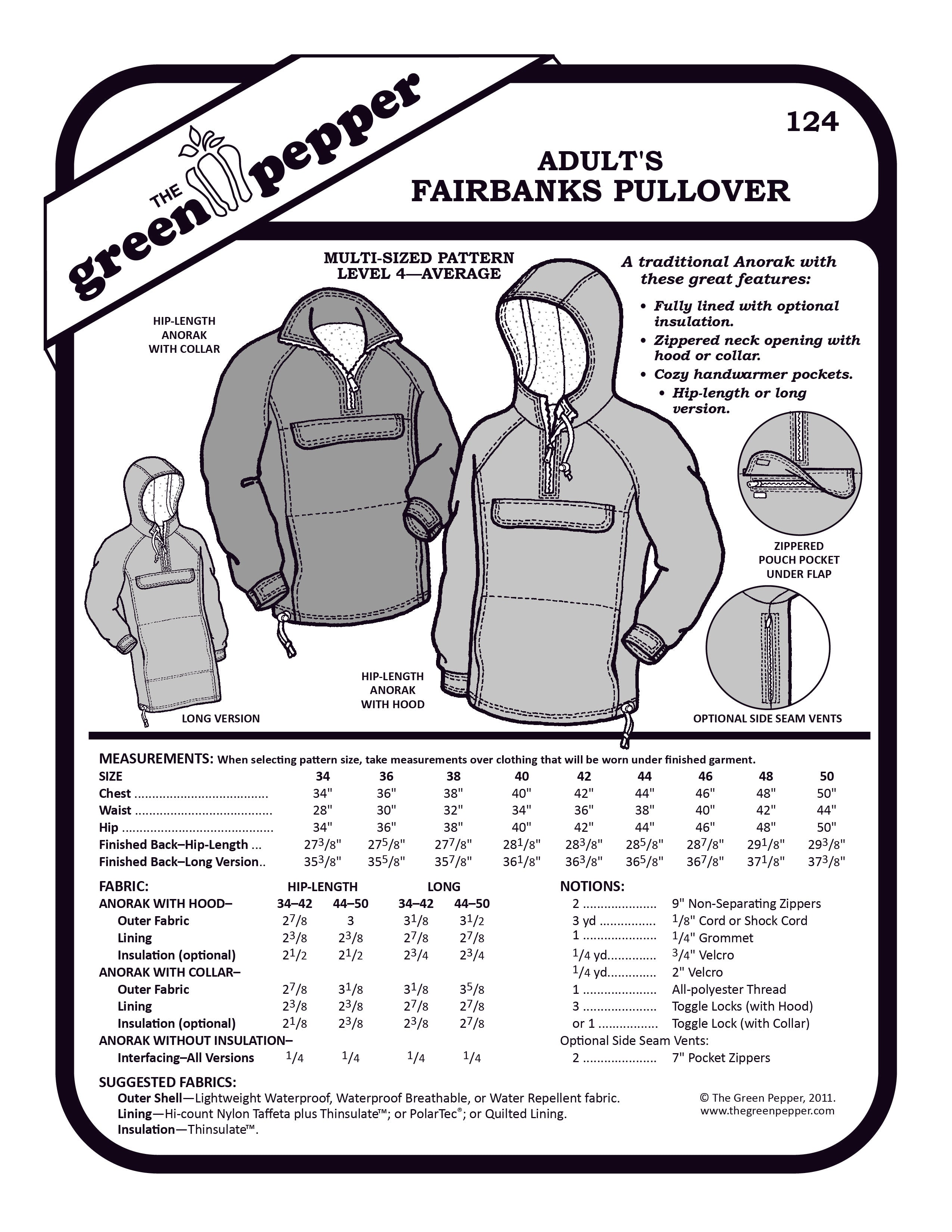 cover of 124 Fairbanks Pullover sewing pattern