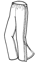 pen and ink drawing of the side zip pants.