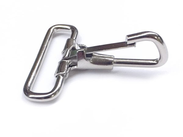 Metallic snap hook on a white background