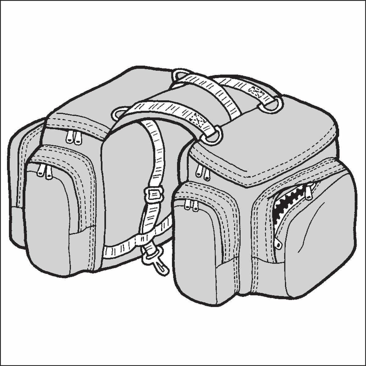 illustration of a bike saddle bag in grey and white