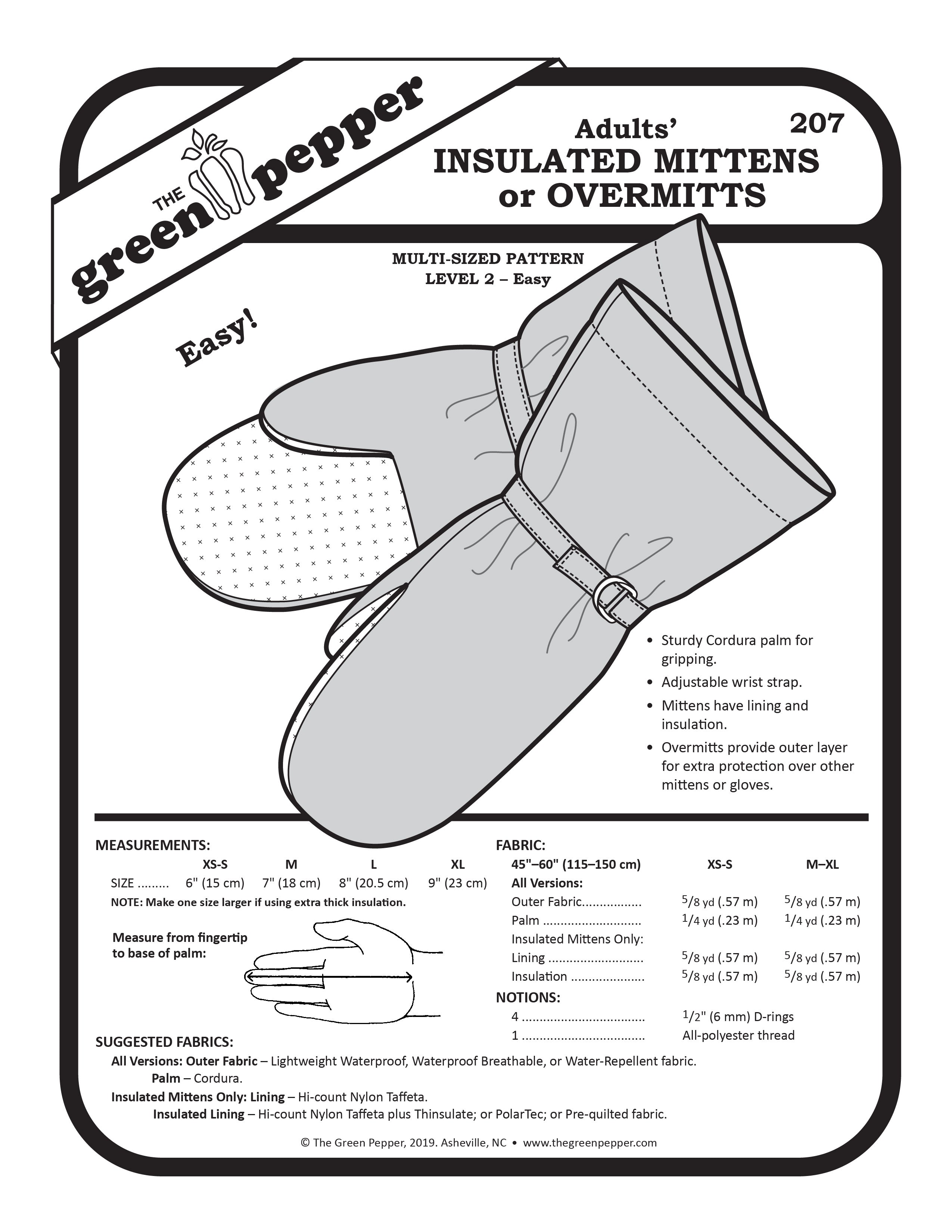 image of cover of sewing pattern for adults insulated mittens or overmittens.