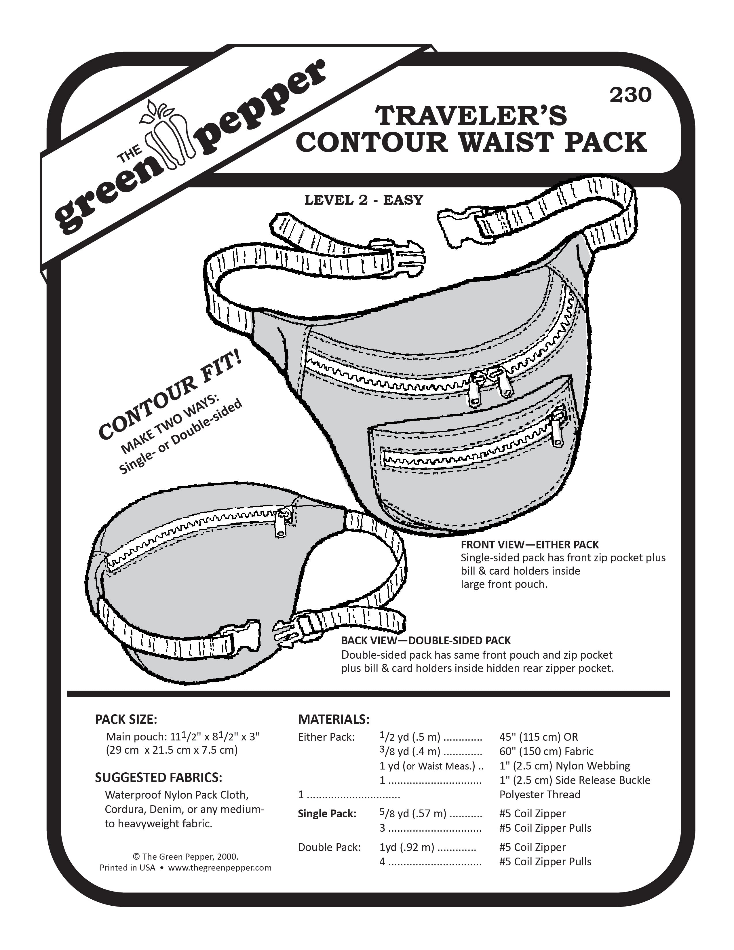 Image of the cover of the Traveler's Contour Waist Pack sewing pattern.