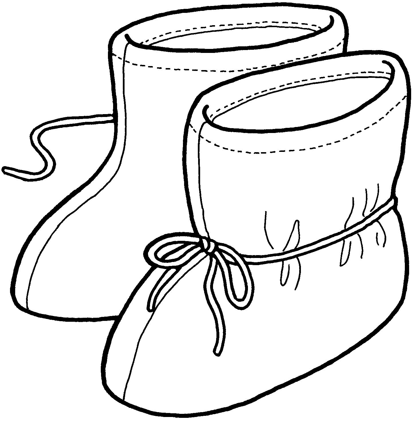 pen and ink drawing of a pair of adult insulated booties or slippers