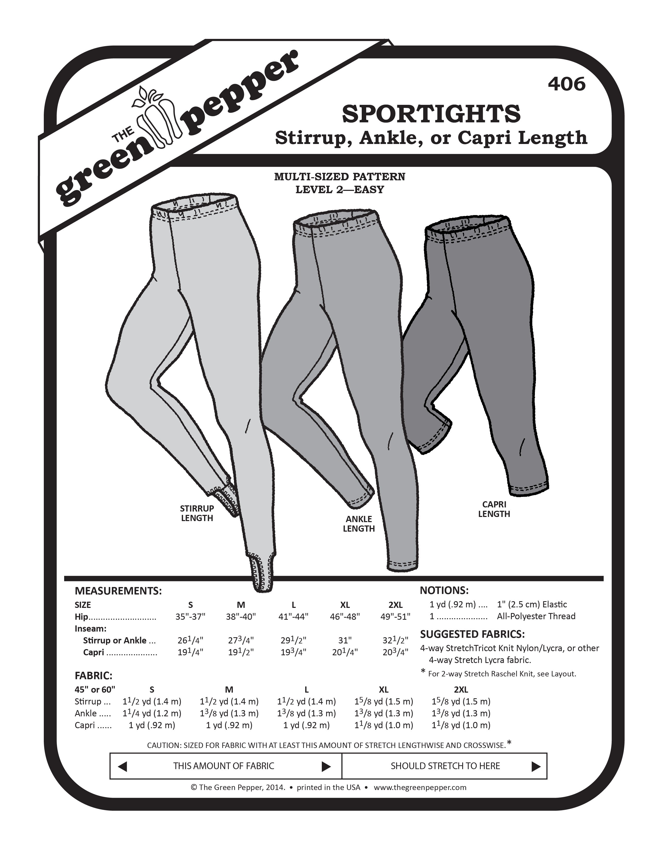 image of cover for 406 Sportights sewing pattern