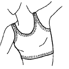 pen and ink drawing of a sports bra on a torso.