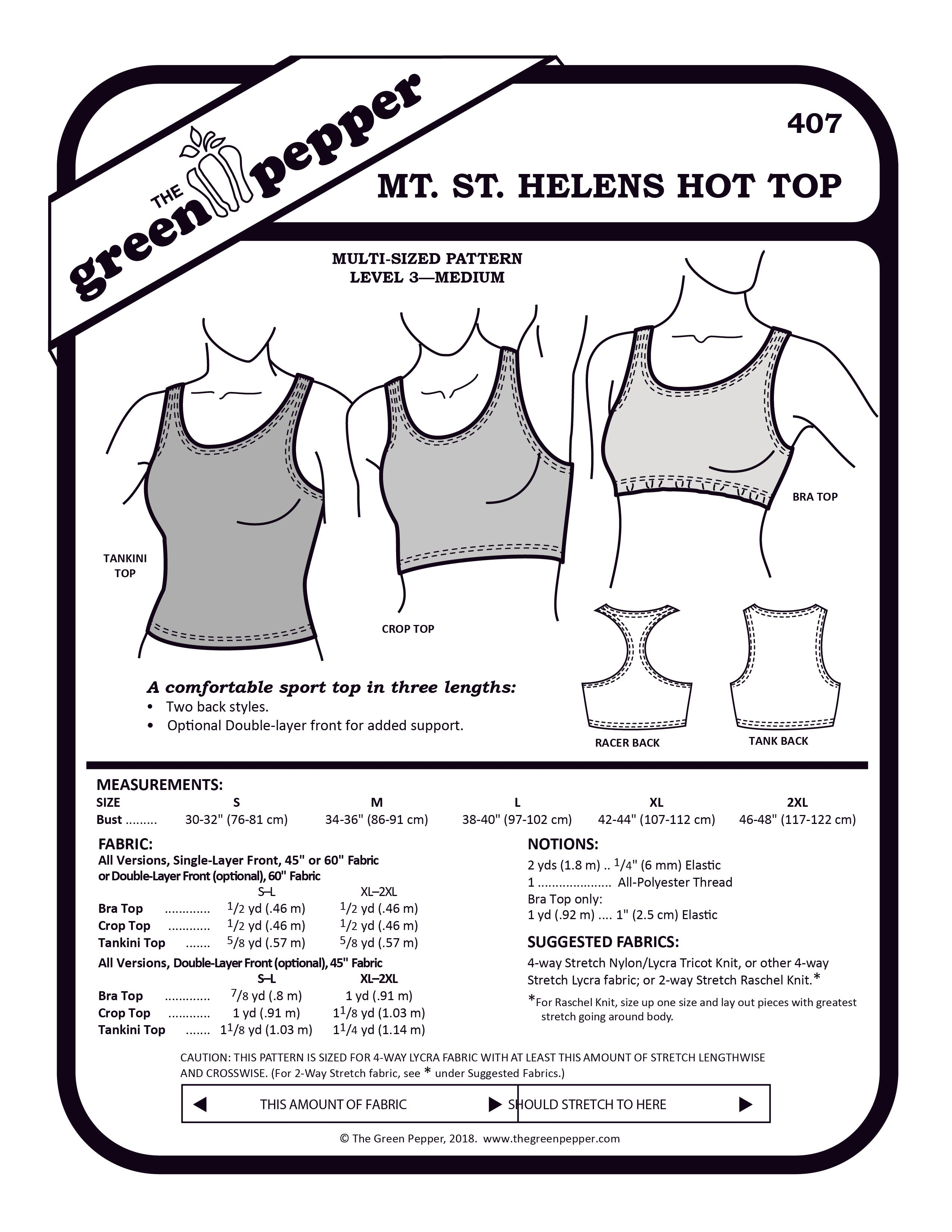 Cover for sewing pattern 407 Mt. St. Helens Hot Top