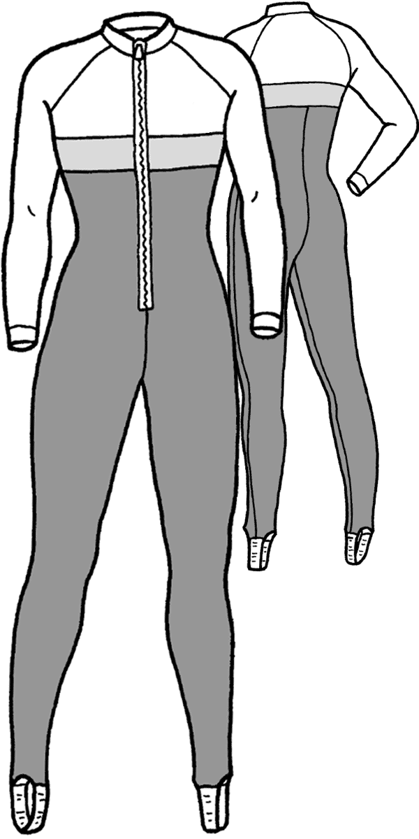 pen and ink drawing of the Willamette racing suit