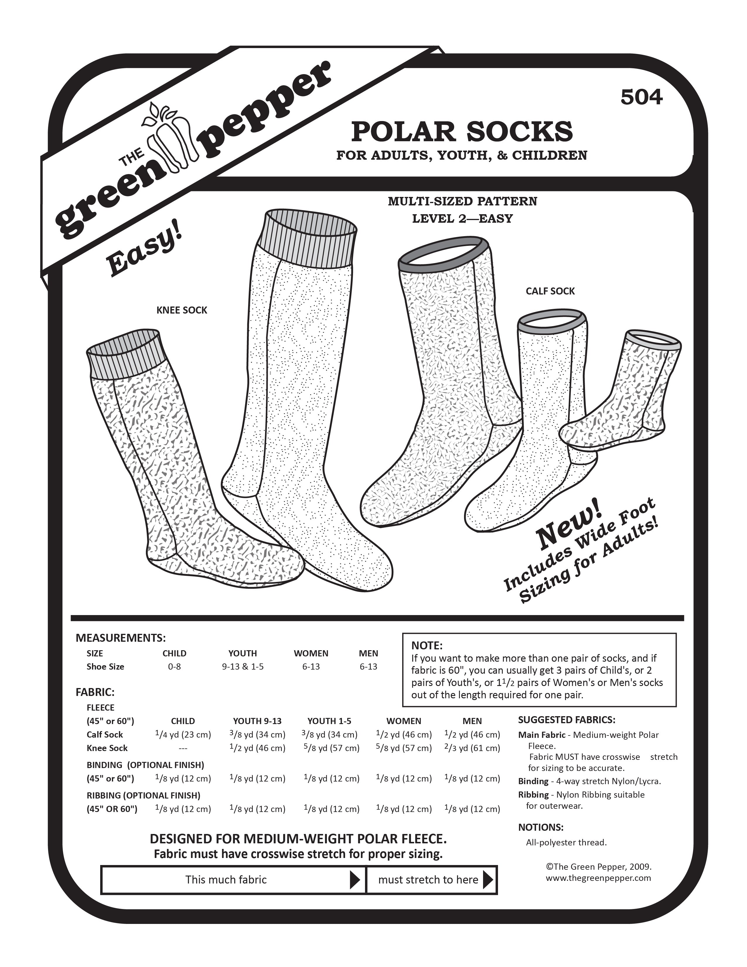 504 Polar Socks sewing pattern cover