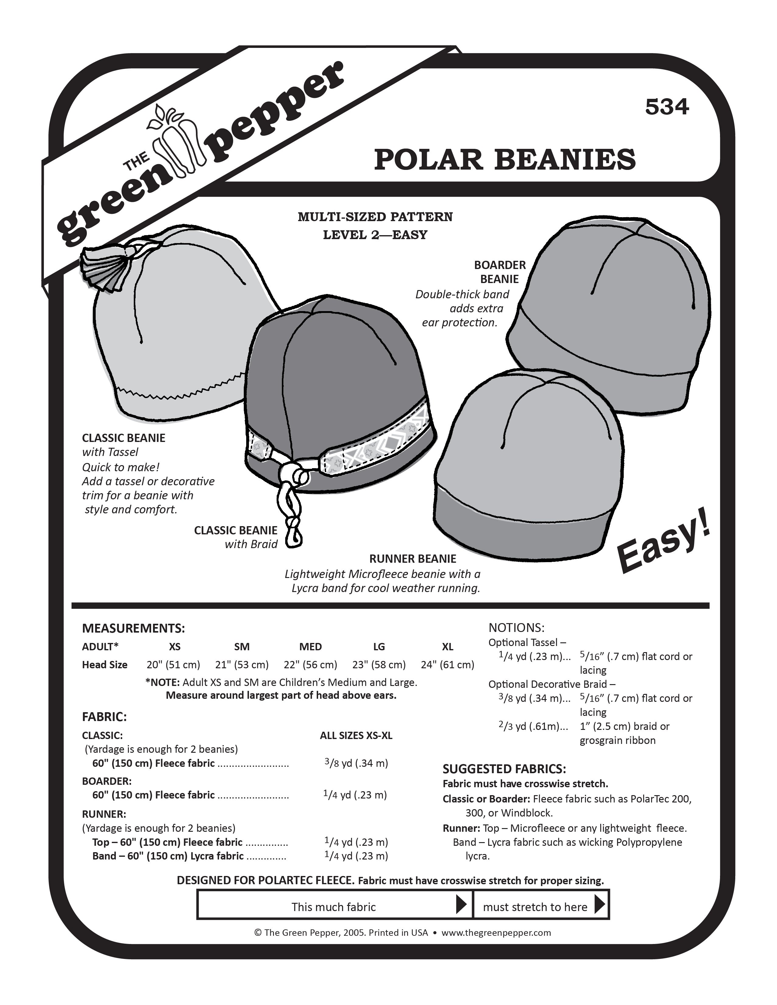 image of cover of 4 Polar Beanies sewing pattern