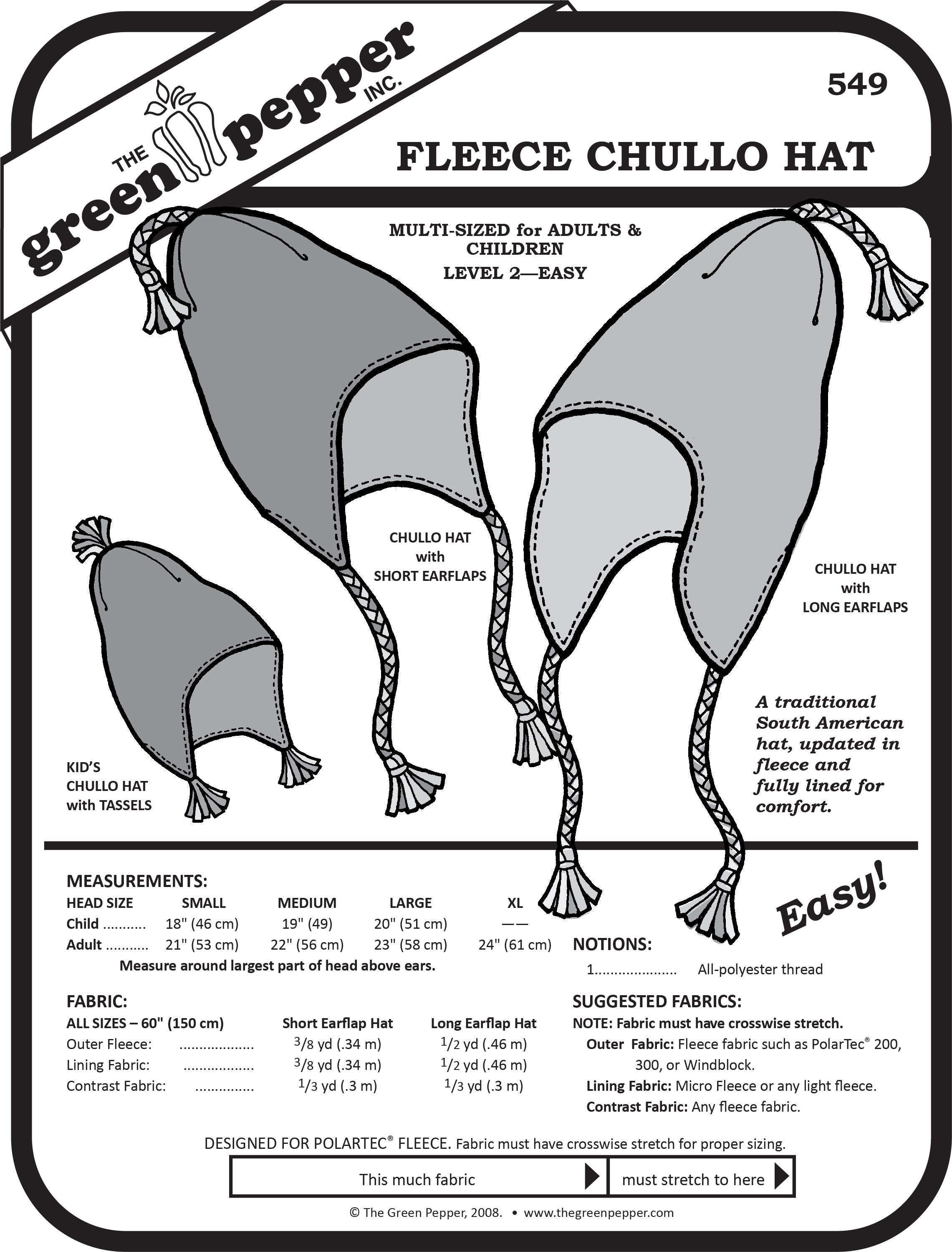 549 – Fleece Chullo Hat Pattern