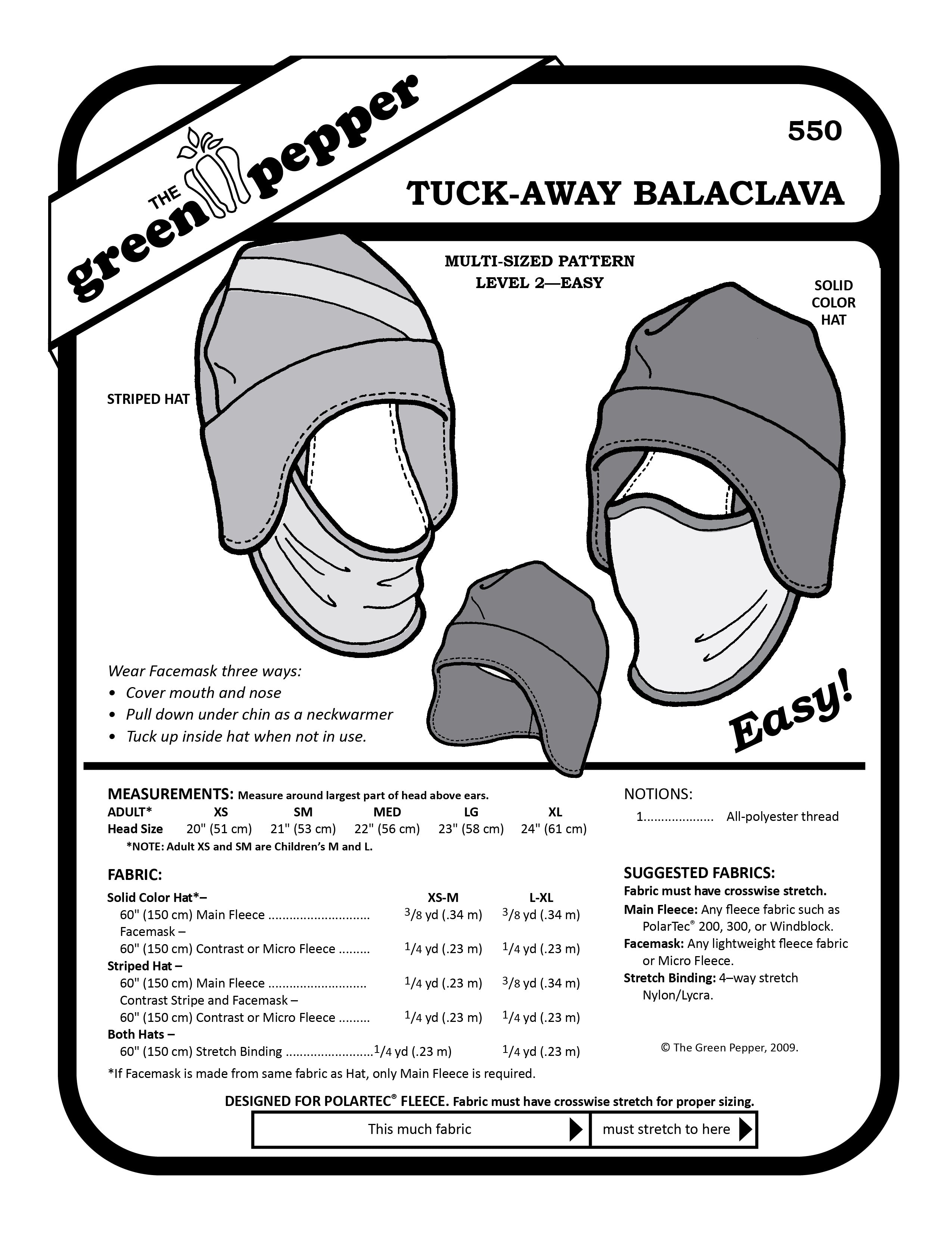 image of cover of 550 Tuck-away Balaclava sewing pattern