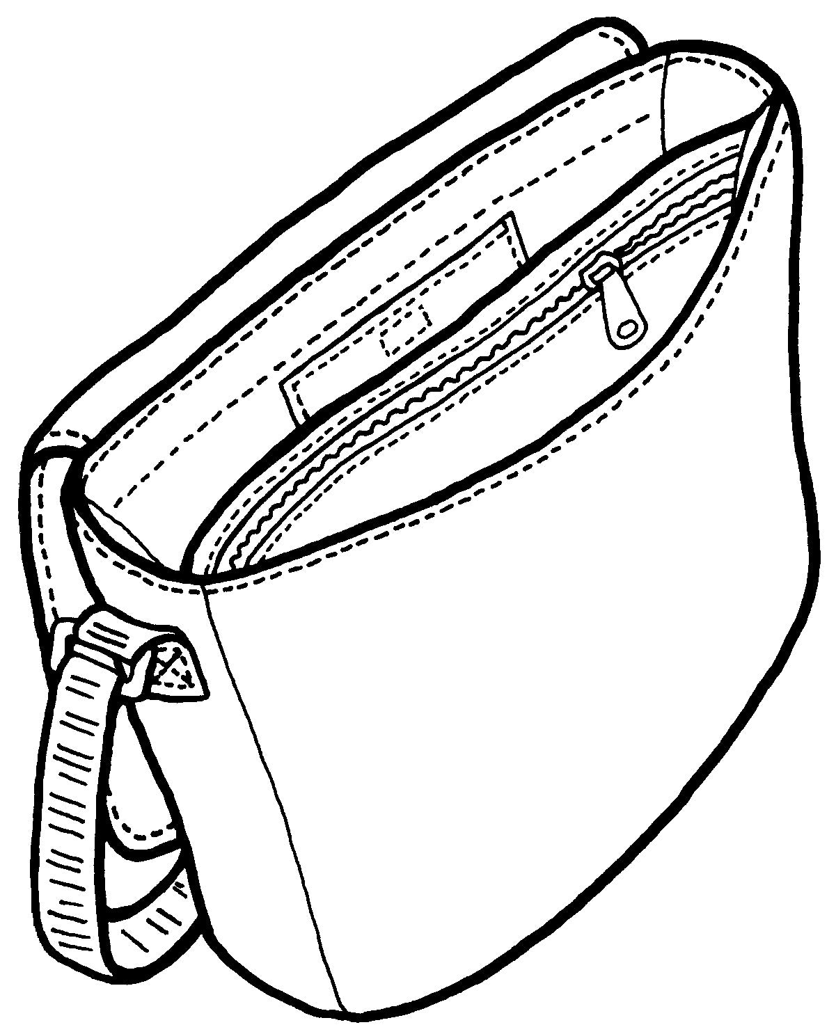 Drawing of the interior of the courier bag