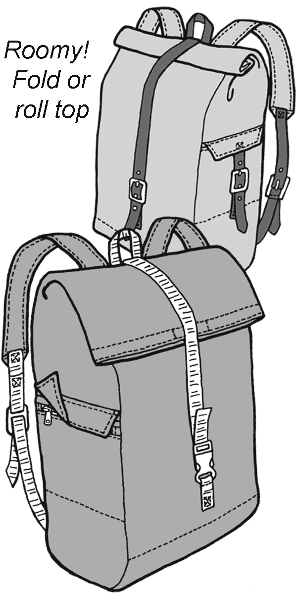 pen and ink drawing of two rucksacks.