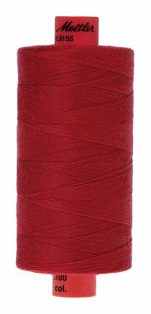A 1000m spool of Mettler sewing thread in a deep red color, shown against a plain white background.