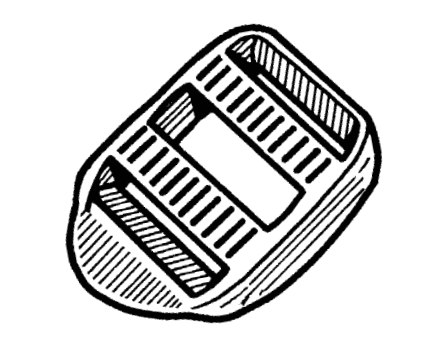 pen and ink drawing of a double bar buckle