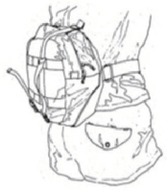 drawing of a person wearing a fanny back on their back