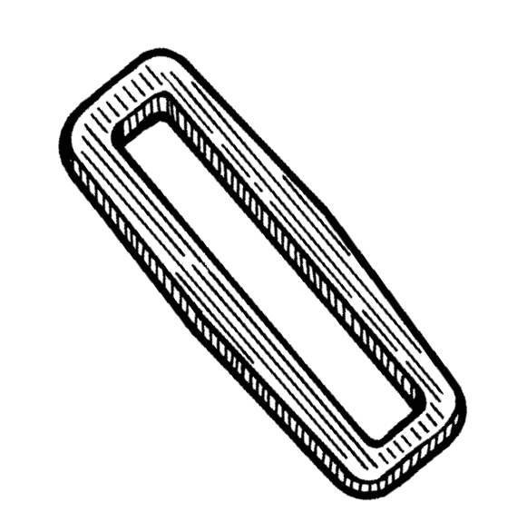 pen and ink drawing of a rectangular loop fastener