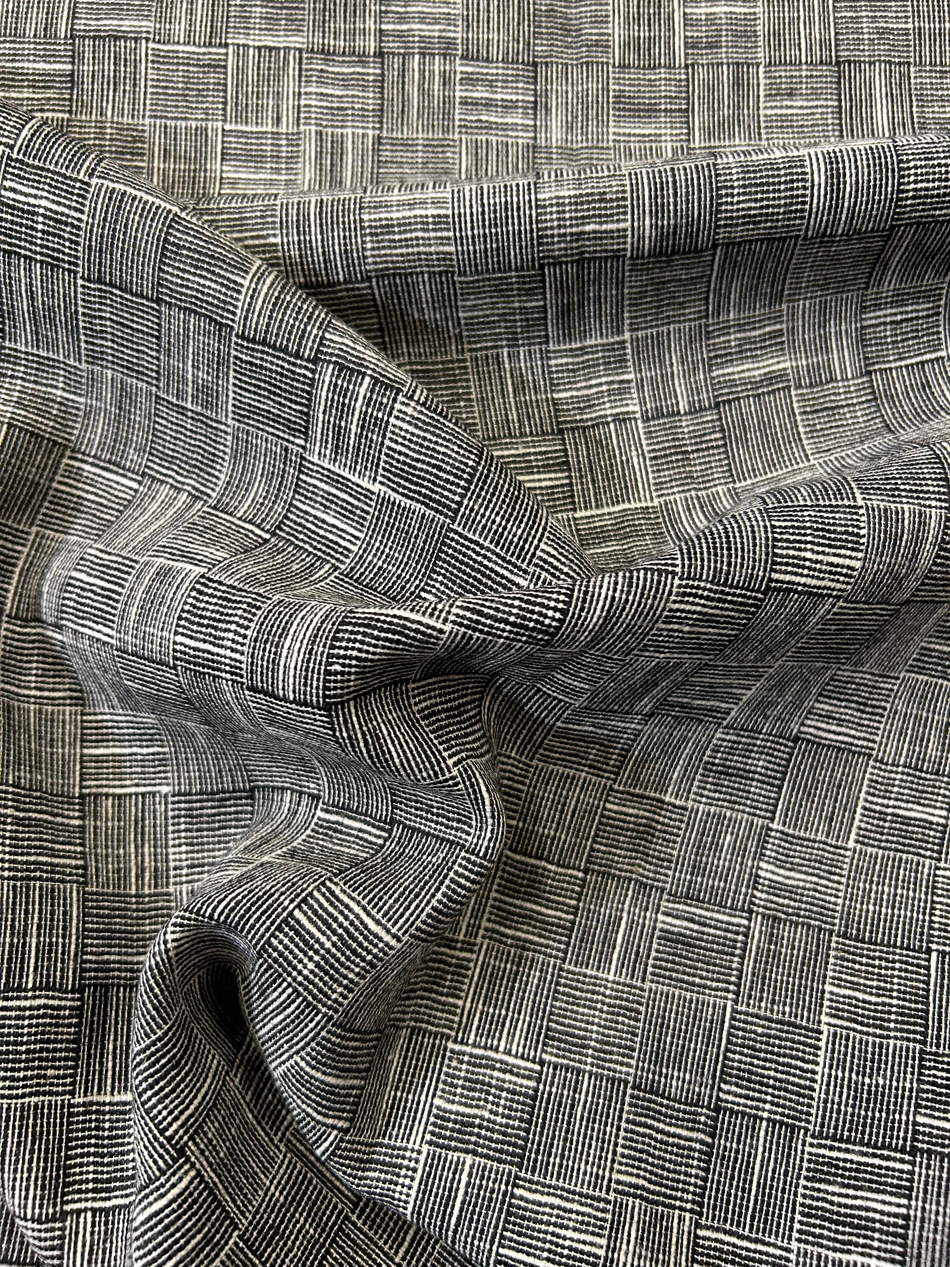 Cotton/Wool blend - Black & White Check Stripe