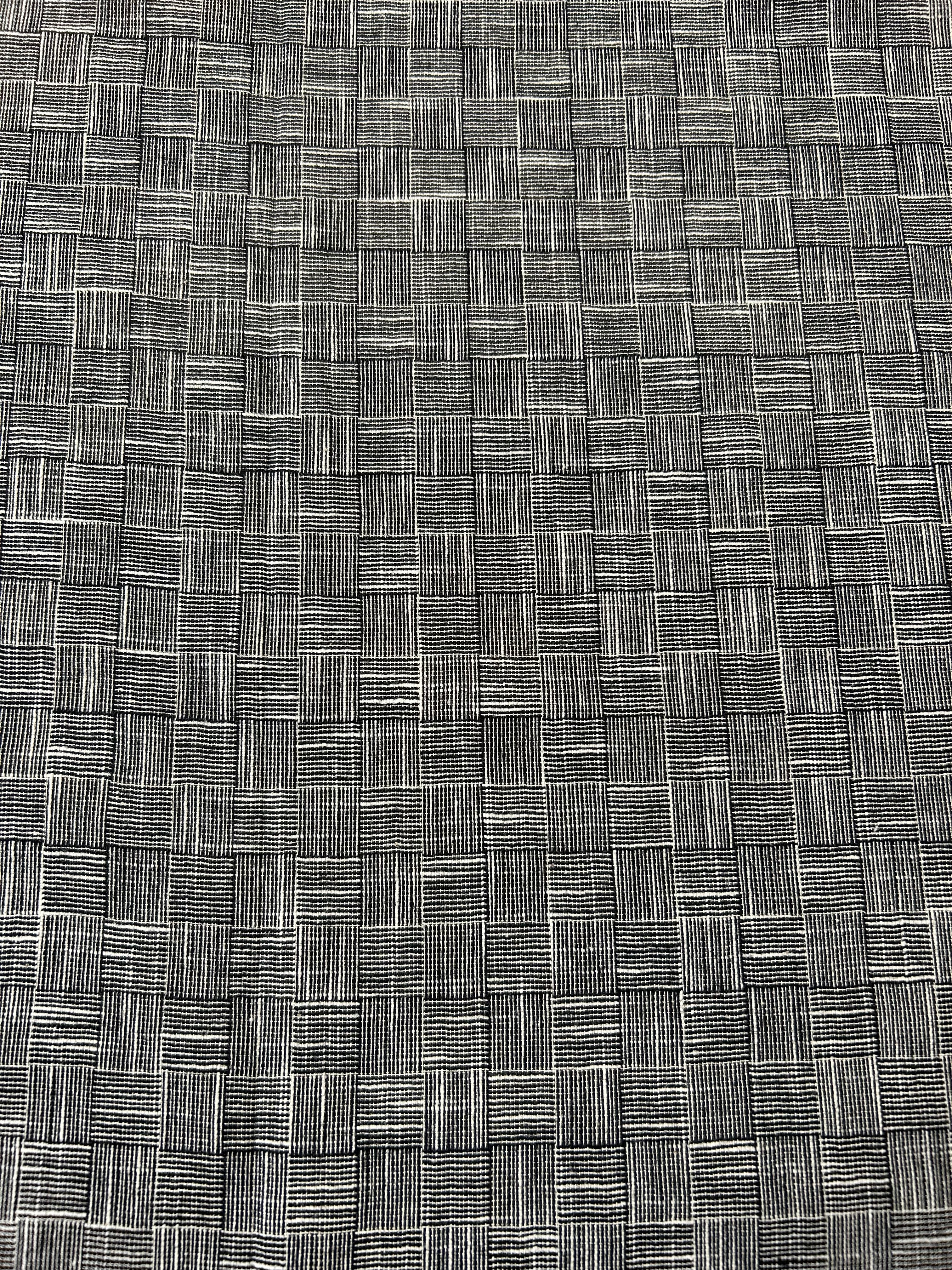 Cotton/Wool blend - Black & White Check Stripe