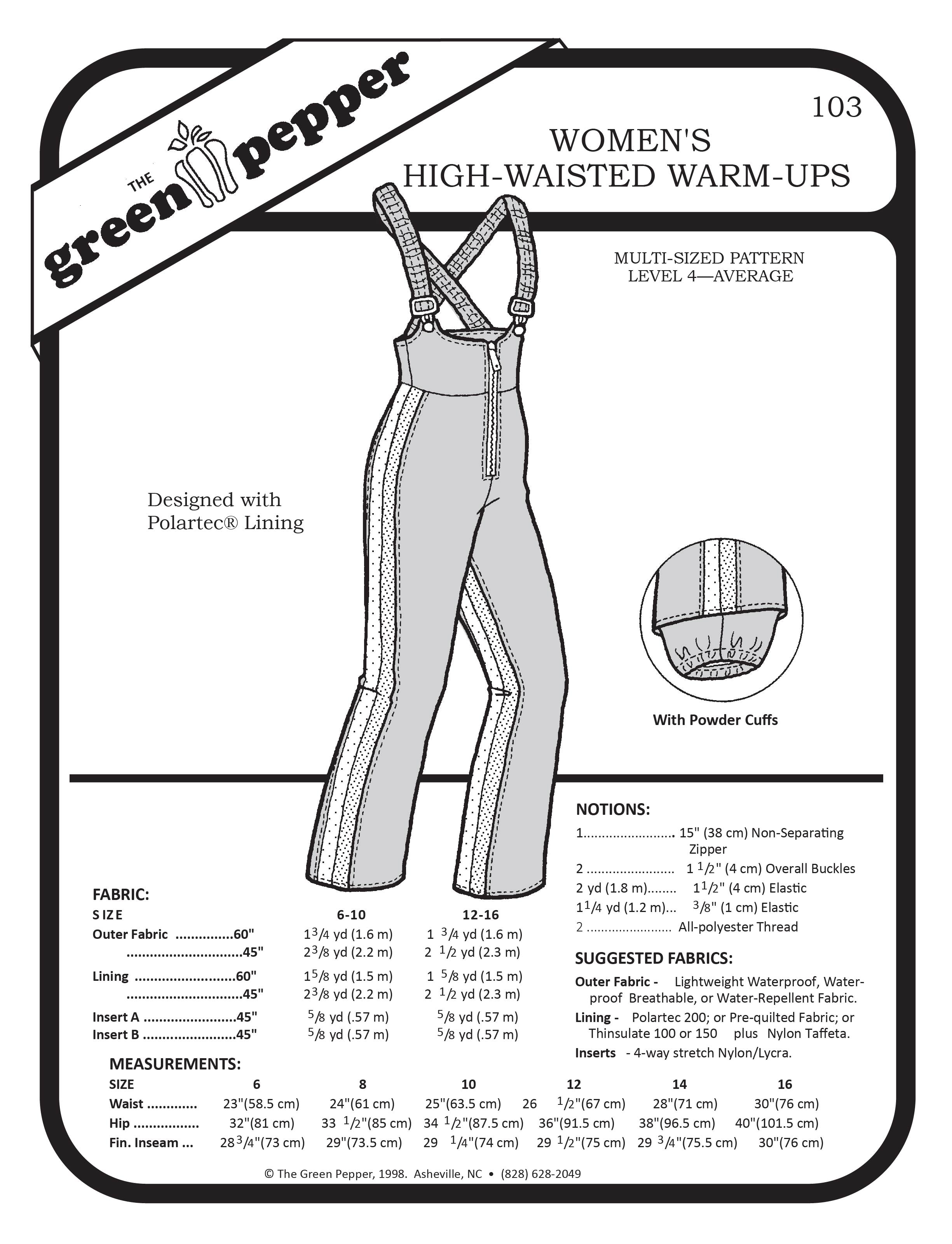image of cover of sewing pattern for women's ski bibs