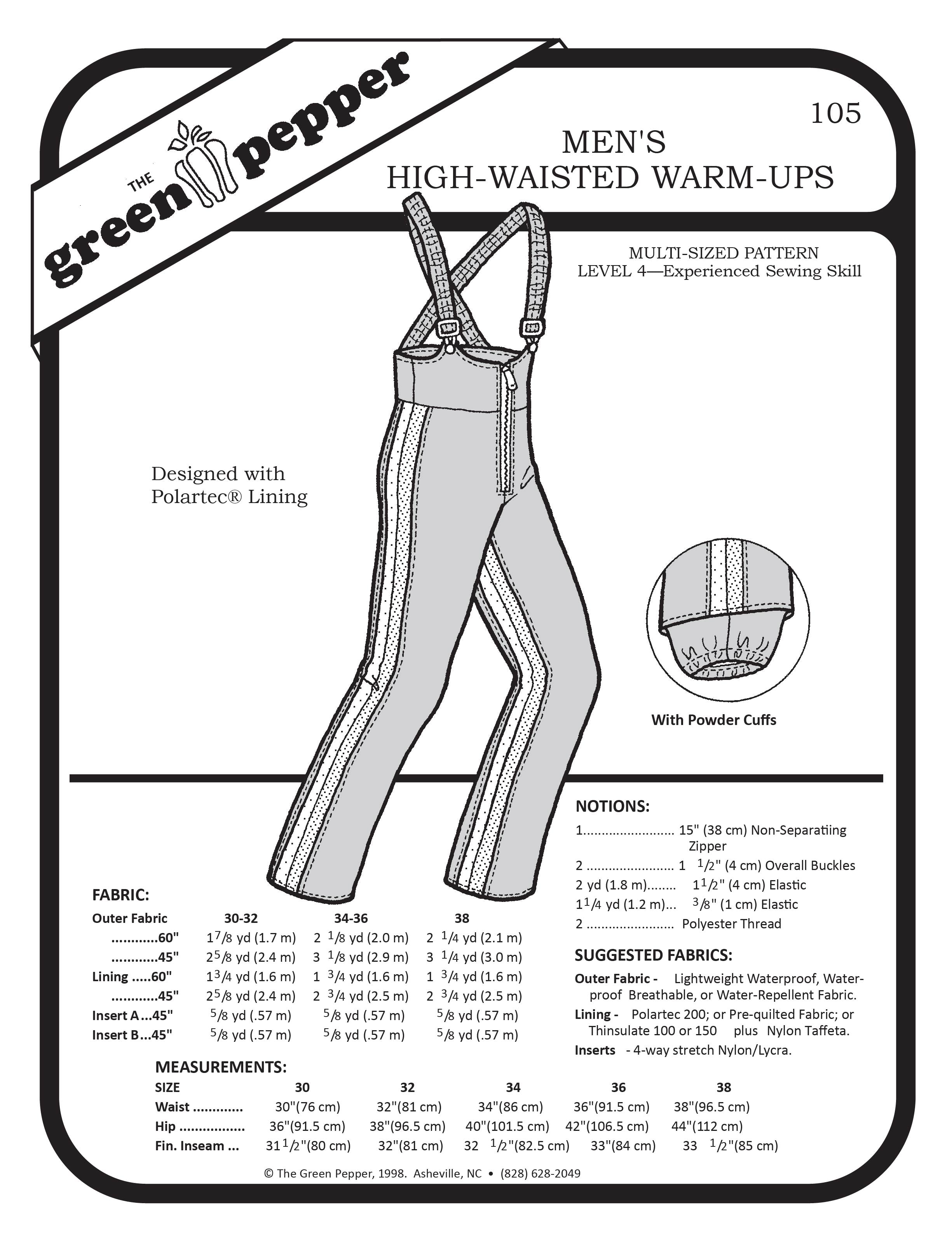 cover of sewing pattern for men's ski bibs.