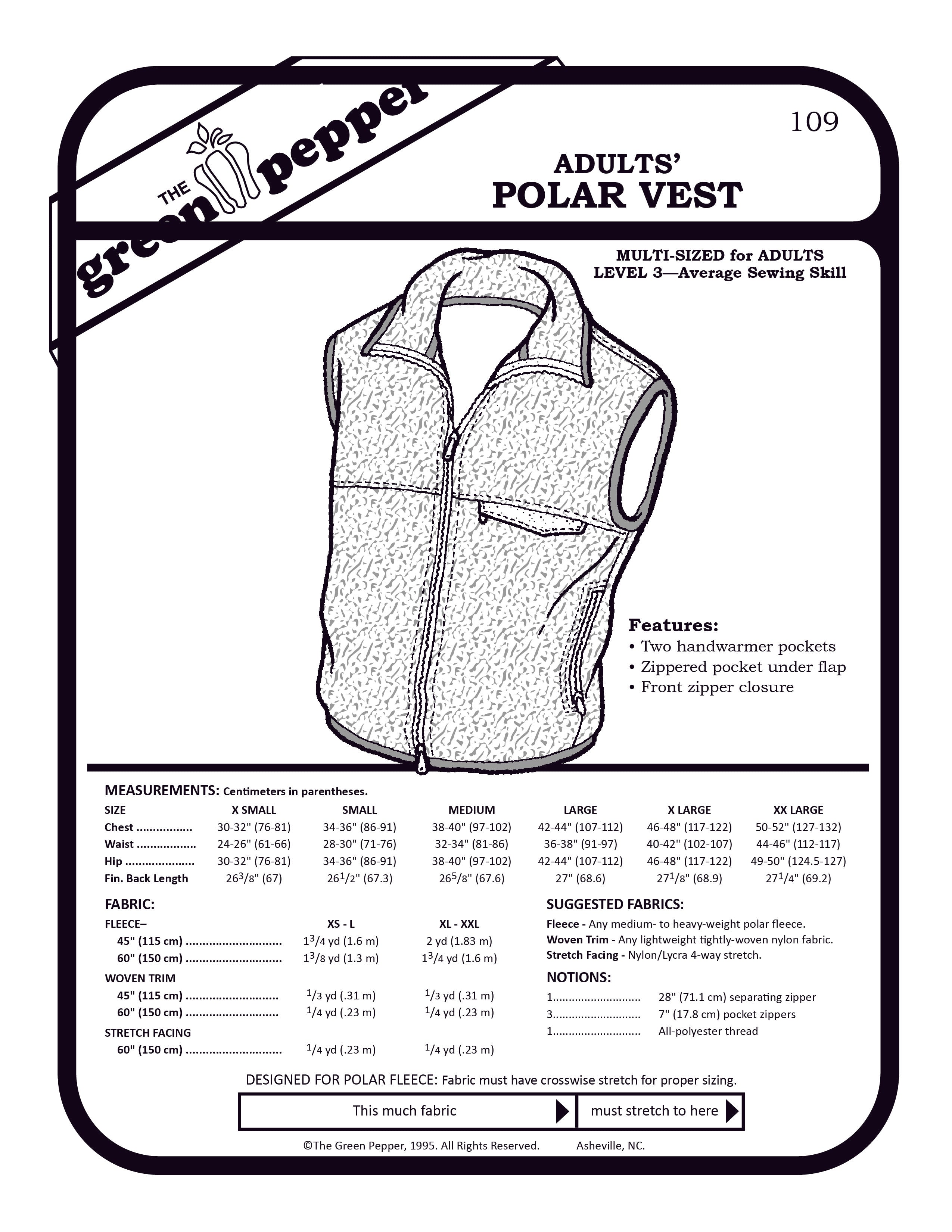 cover of sewing pattern for polar vest