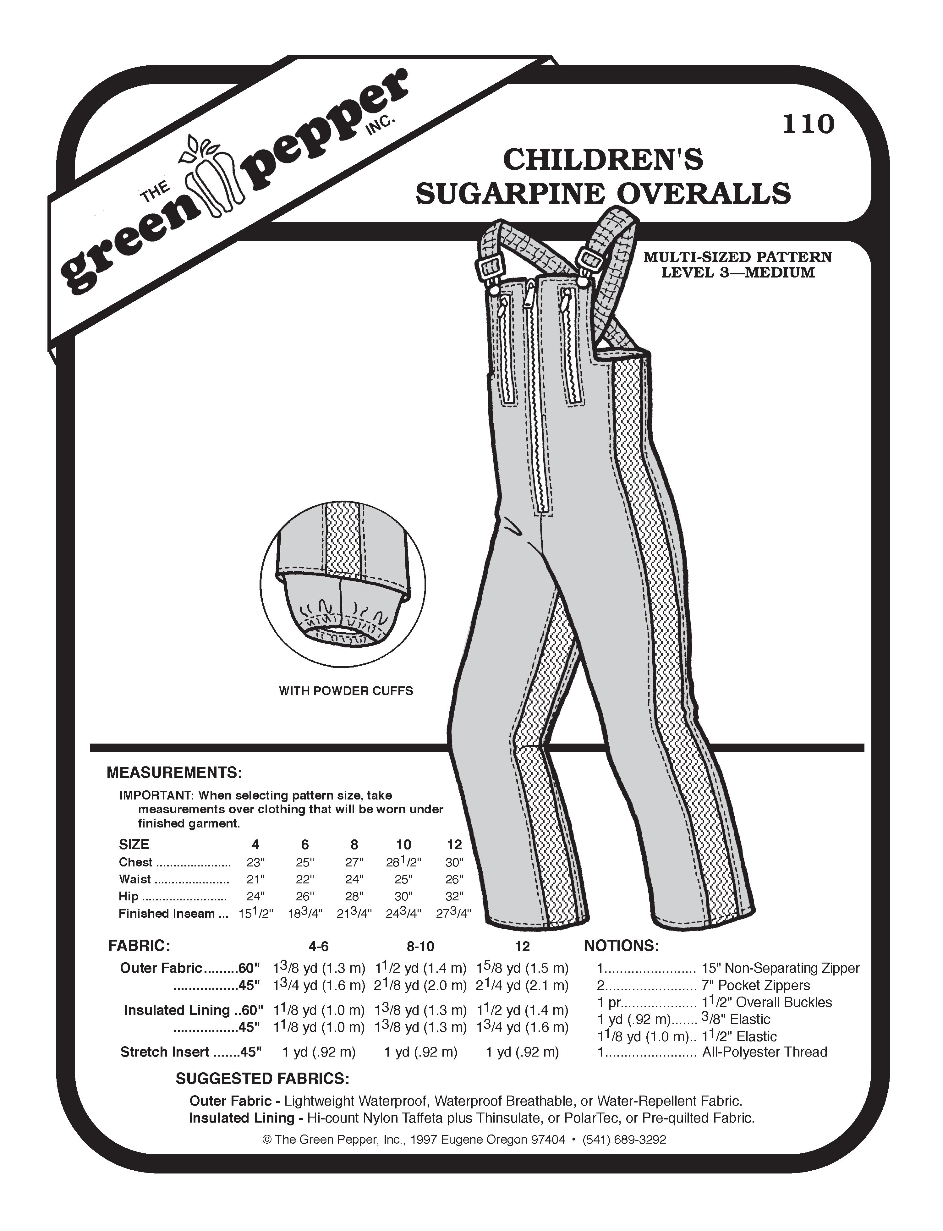 image of cover for sewing pattern for child's Ski bibs.