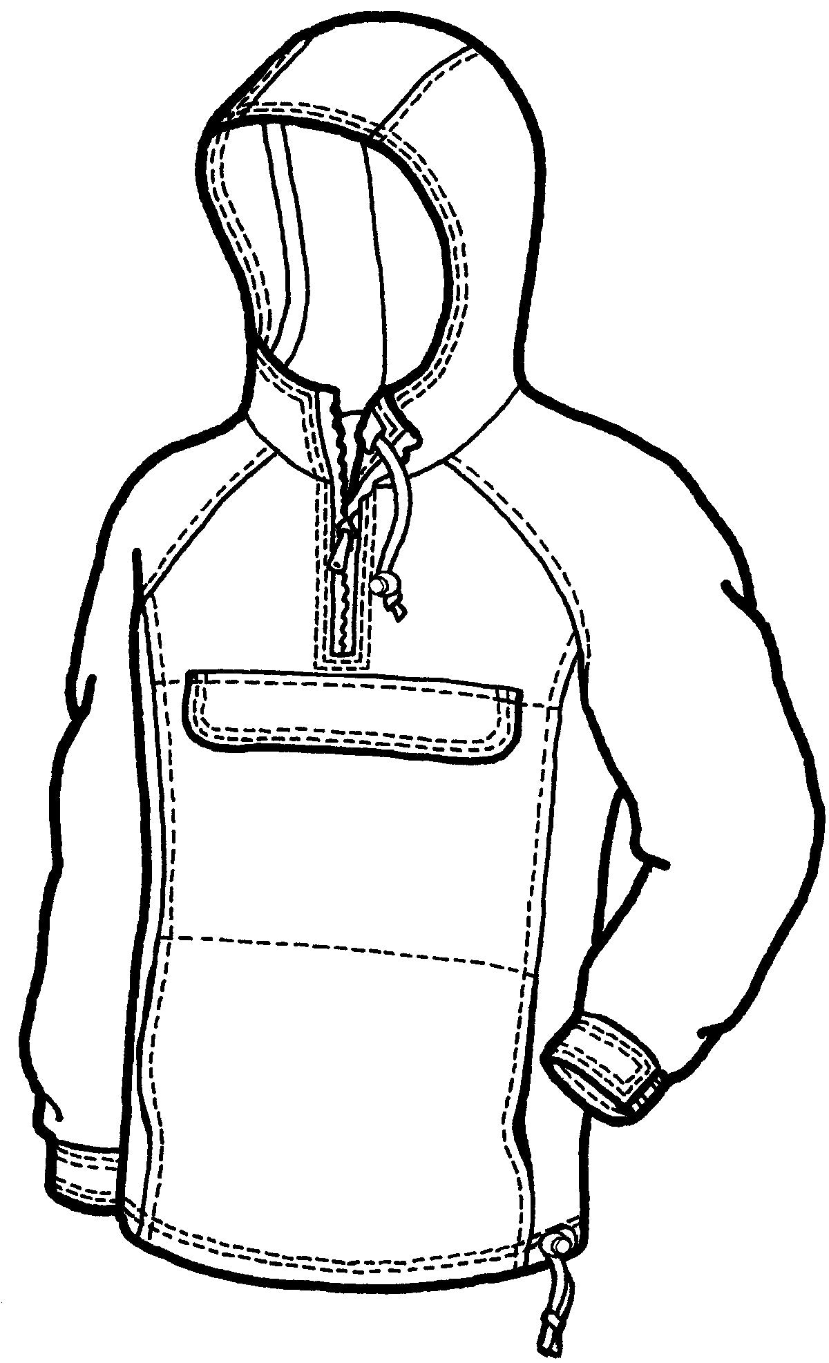 line drawing of pullover anorak
