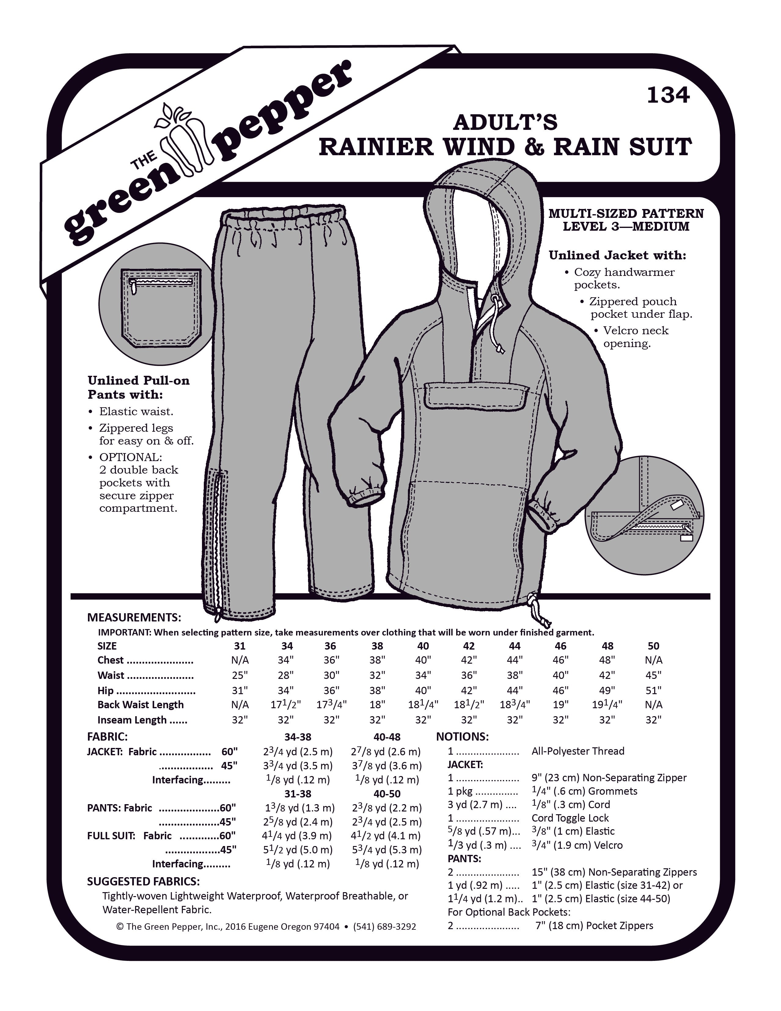 image of cover of adult rainier wind and rain suit