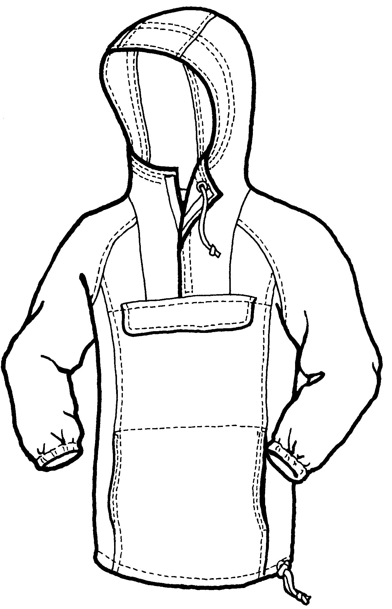 pen and ink drawing of anorak jacket