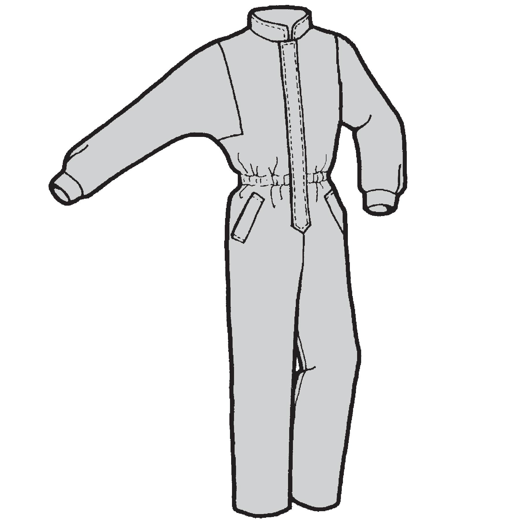 Outline of a jumpsuit on a white background