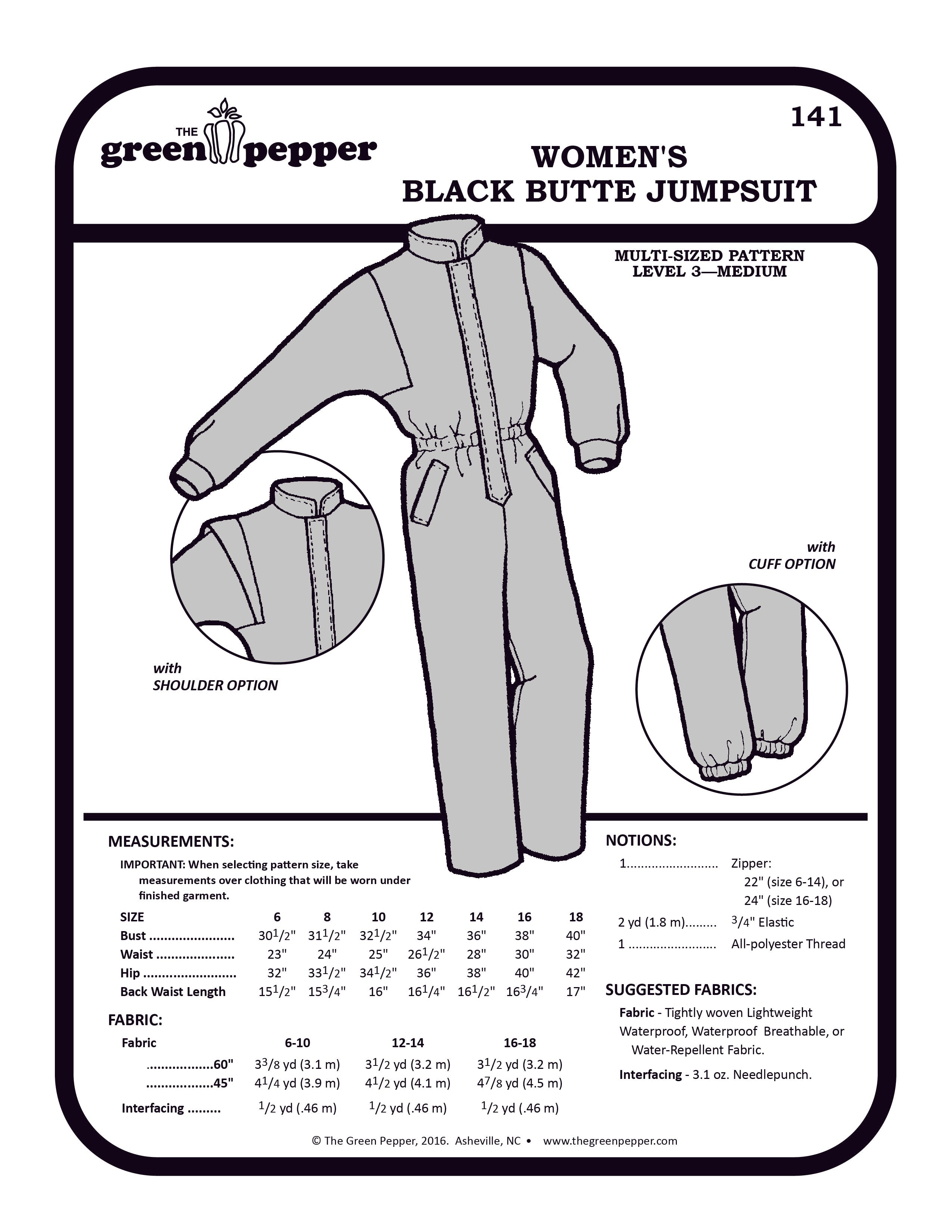 image of the cover of the sewing pattern for womens' Black Butte Jumpsuit