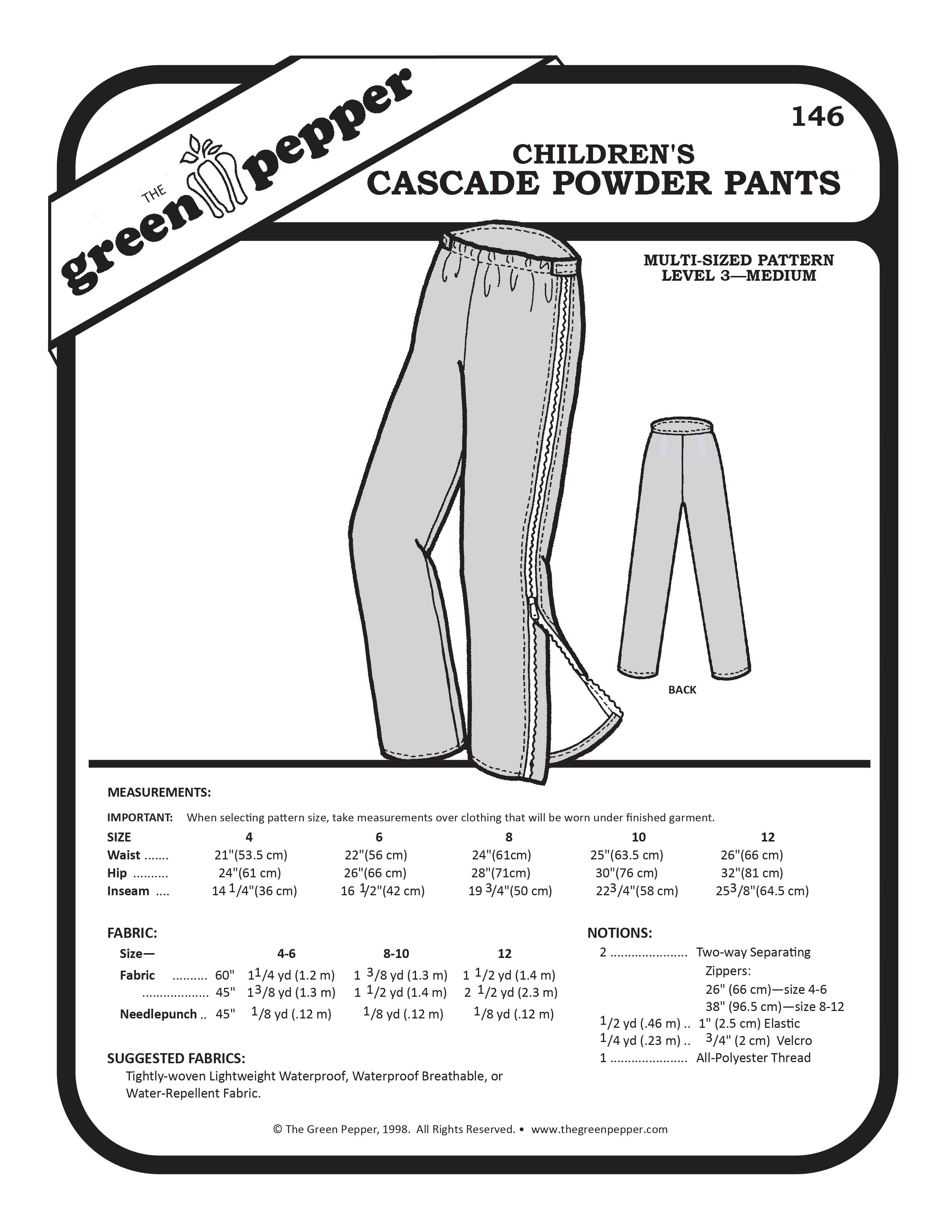 Image of the cover of the Chidren's Cascade Powder Pants.