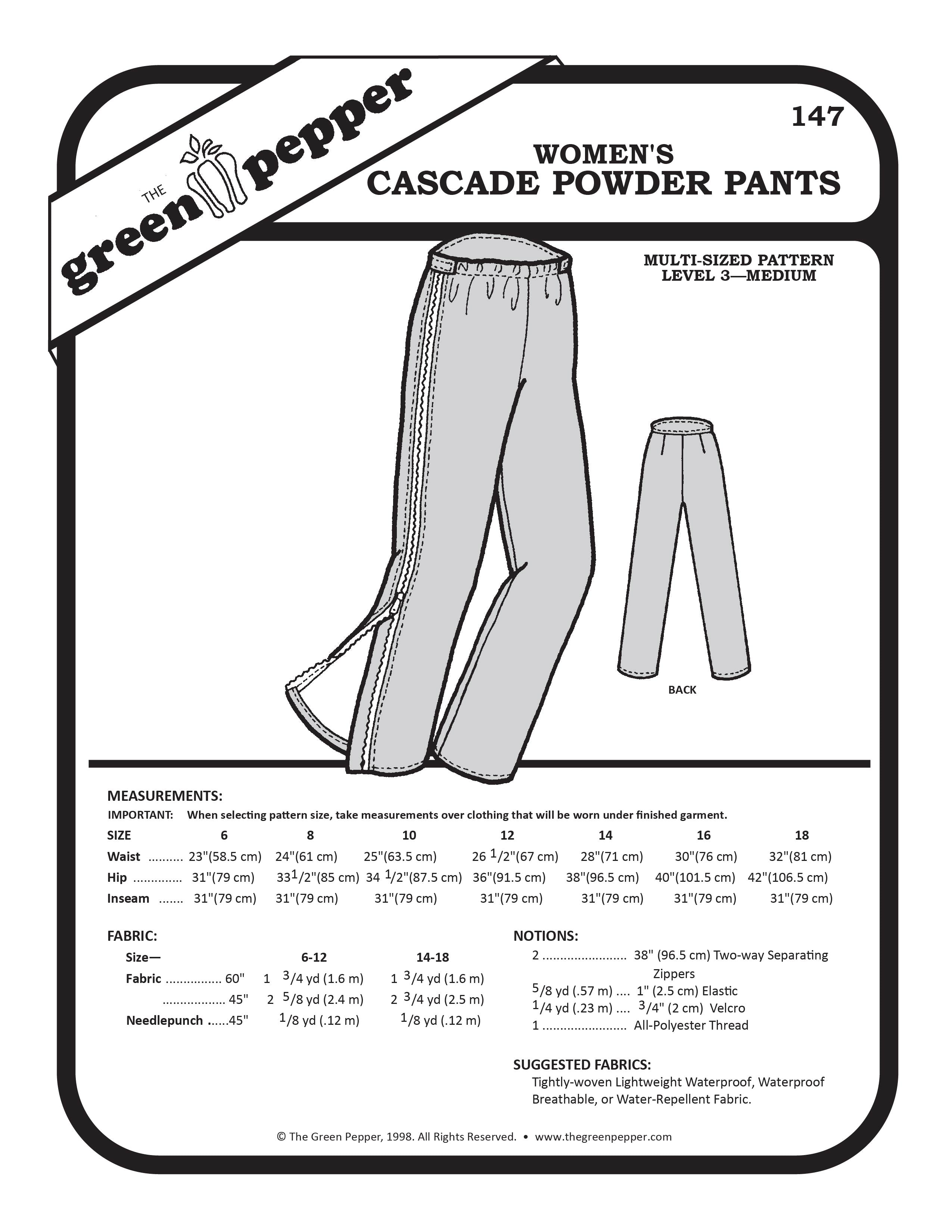 Image of cover of Women's Cascade Powder Pants sewing pattern.