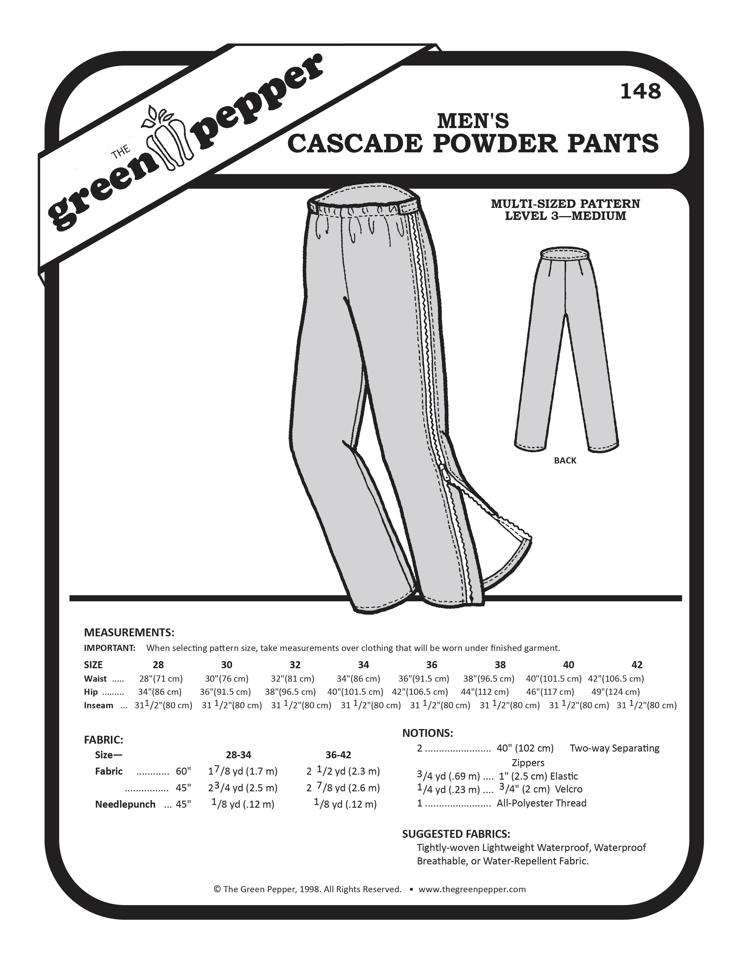 Image of cover of Men's Cascade Powder Pants sewing pattern.