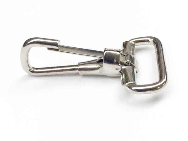 Metallic snap hook on a white background