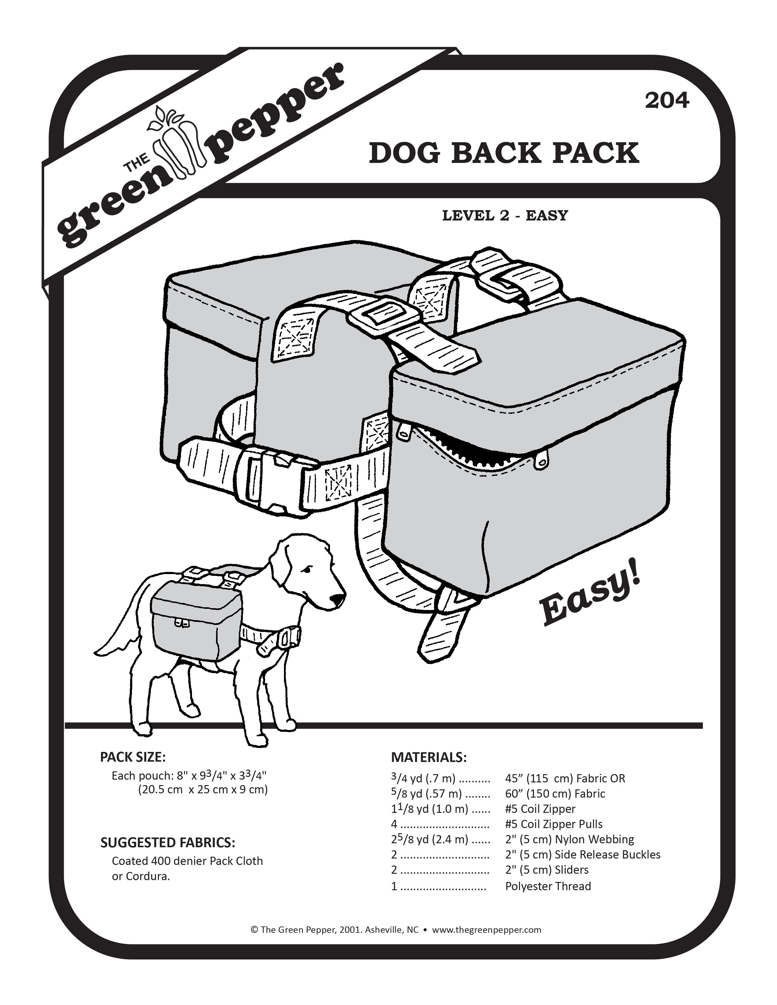 Cover for Dog Back Pack sewing pattern.