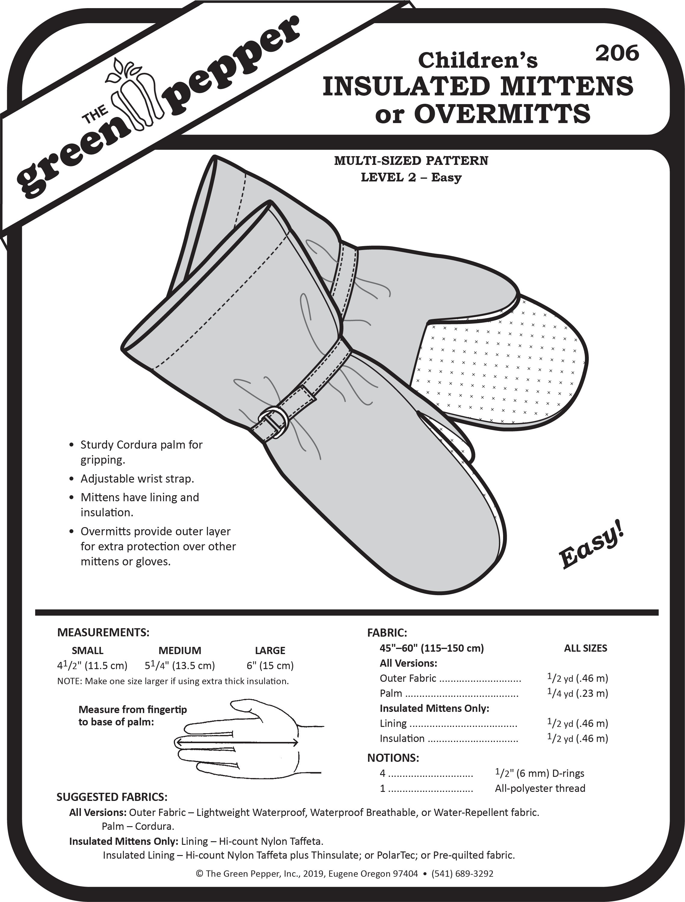 Image of the cover for the 206 Children's Insulated Mittens sewing pattern.