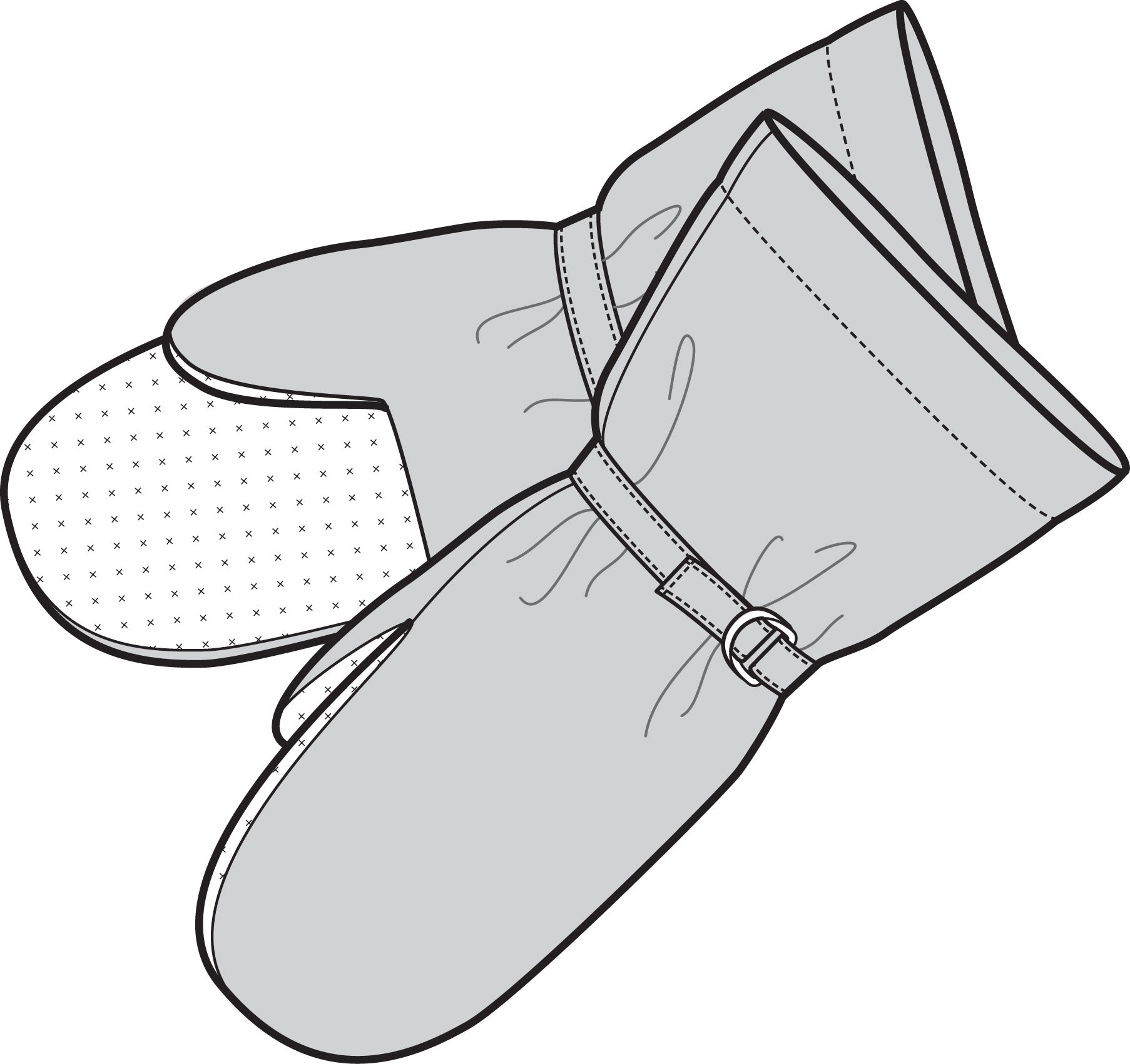 line drawing of a pair of mittens