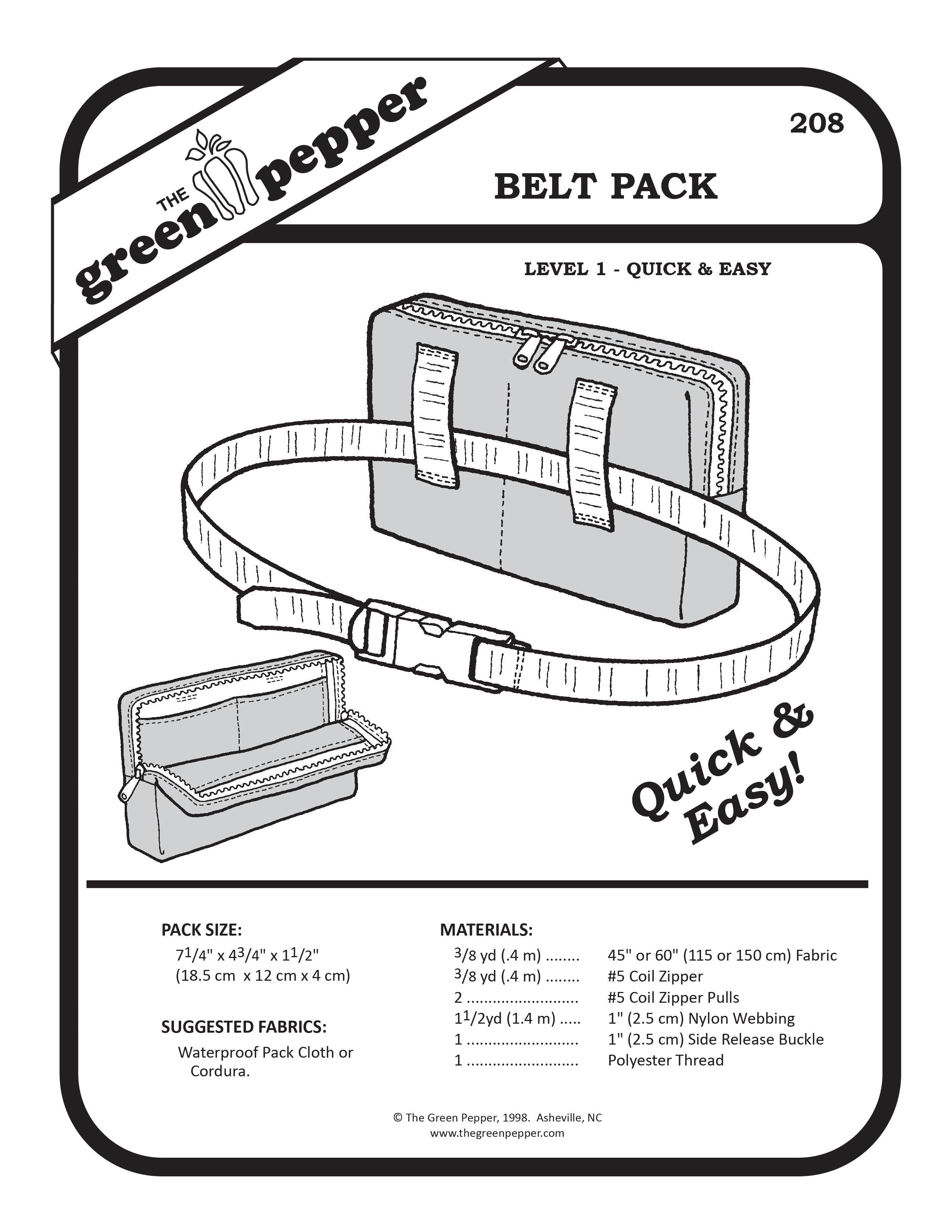 image of cover of 208 Belt Pack sewing pattern
