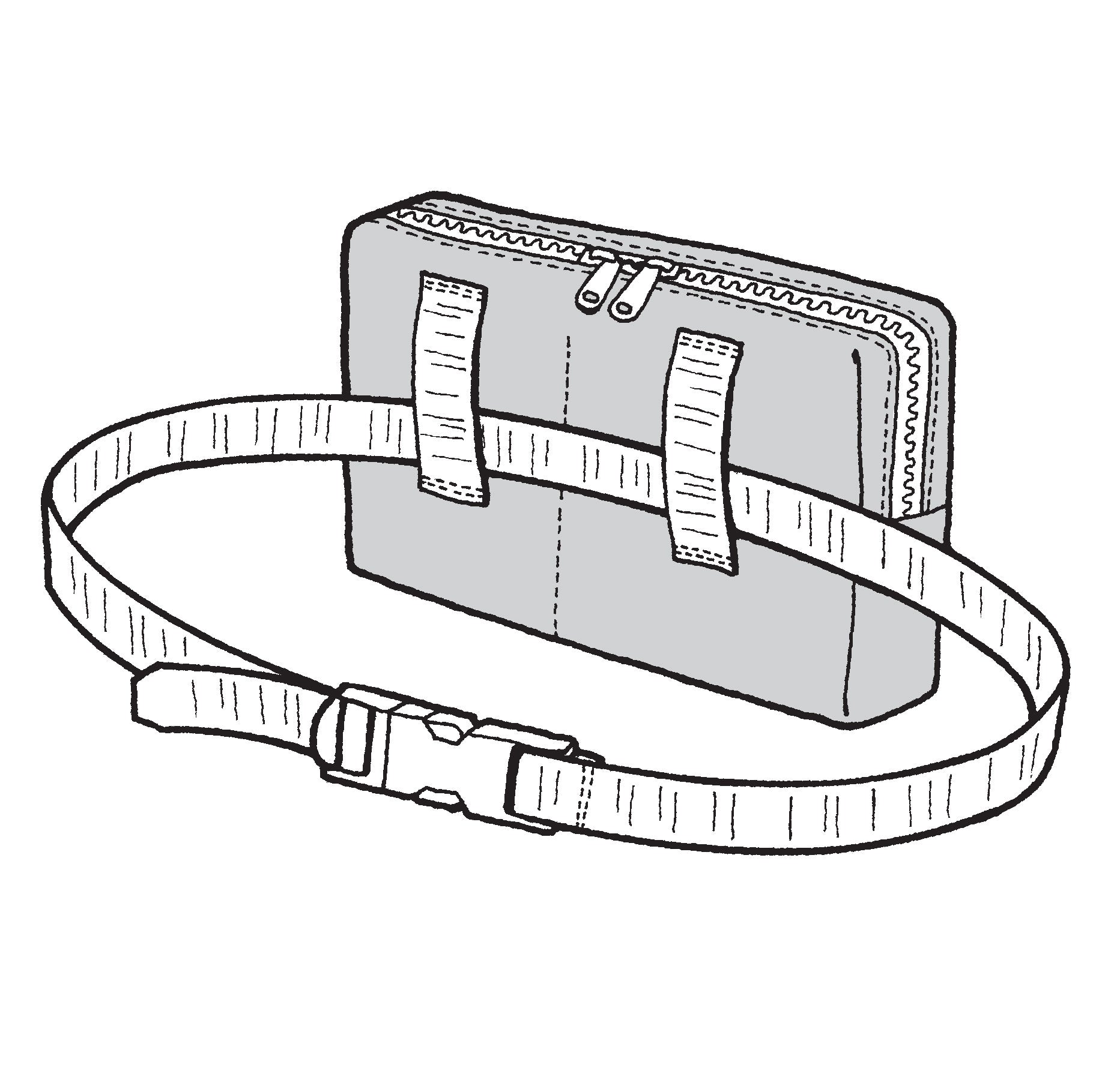 Outline of a bag with a strap on a white background