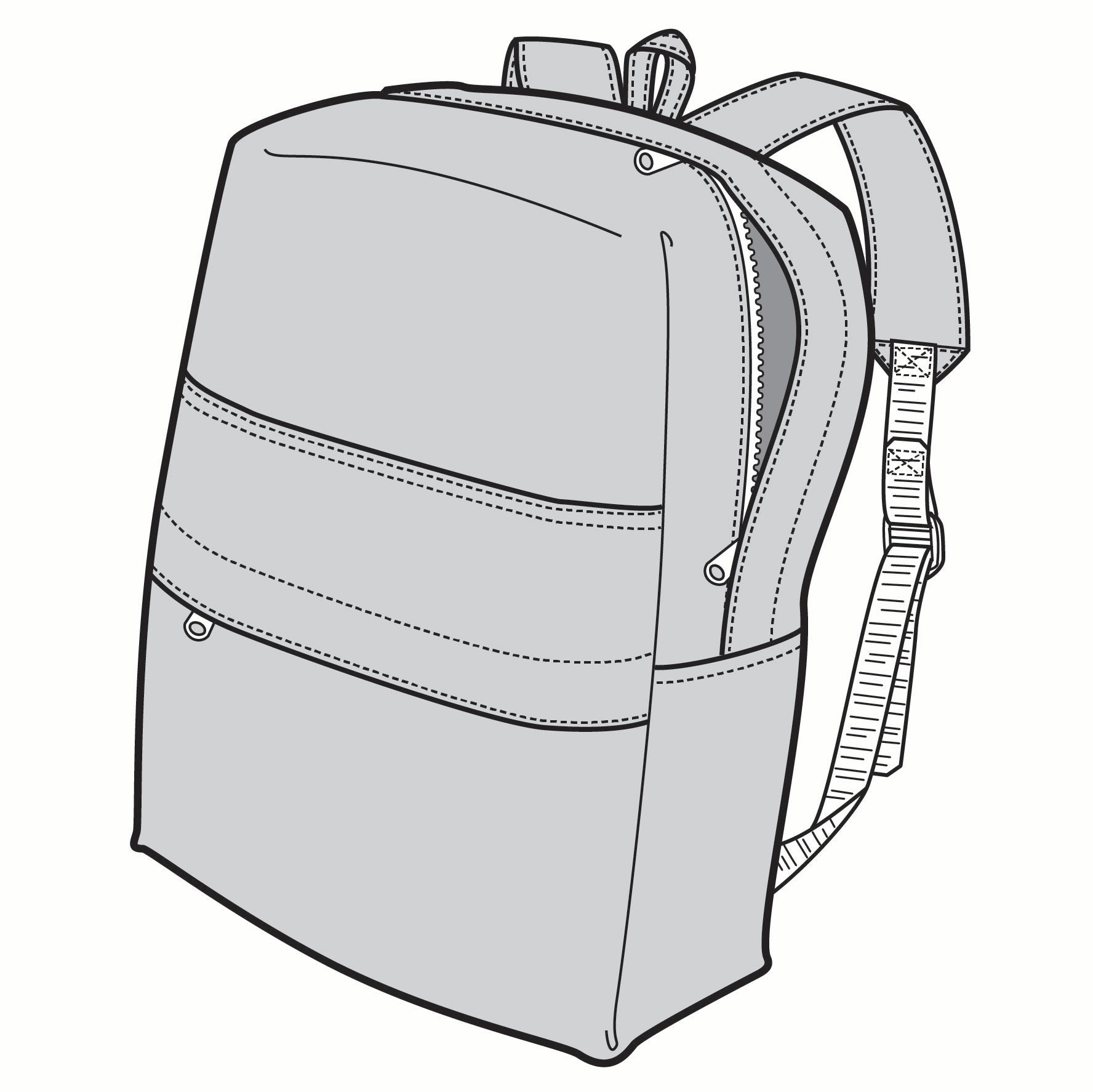 pen and ink drawing of a book bag