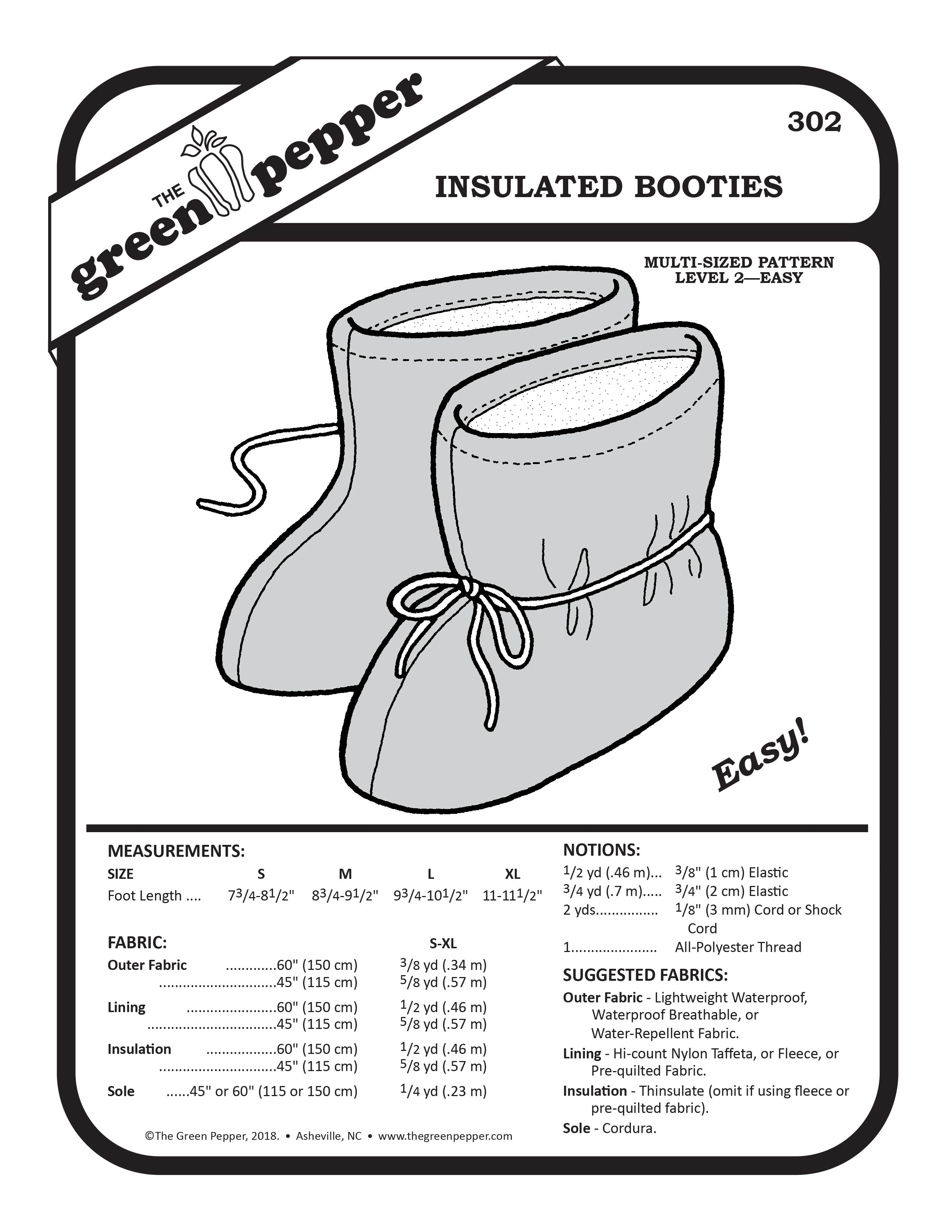 cover for sewing pattern for insulated booties
