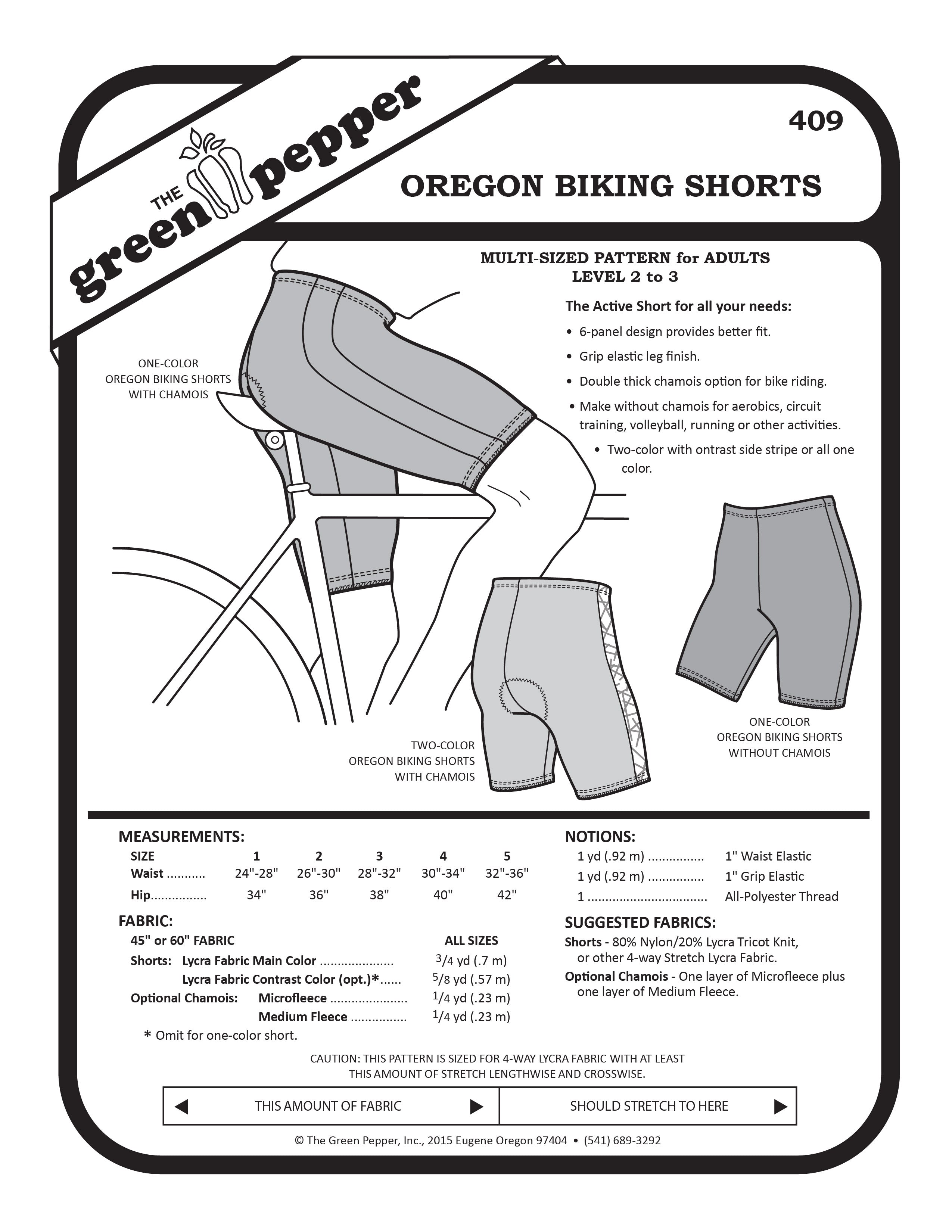 image of cover of 409 Oregon Biking Shorts sewing pattern