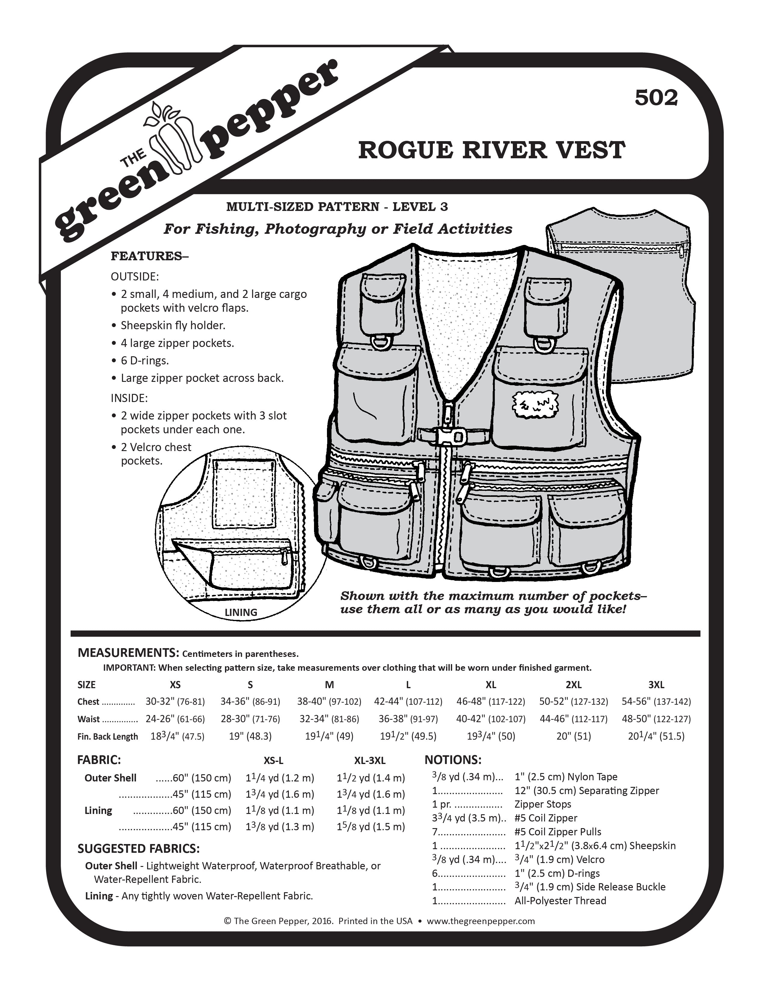 image of the cover of the Rogue River Vest sewing pattern