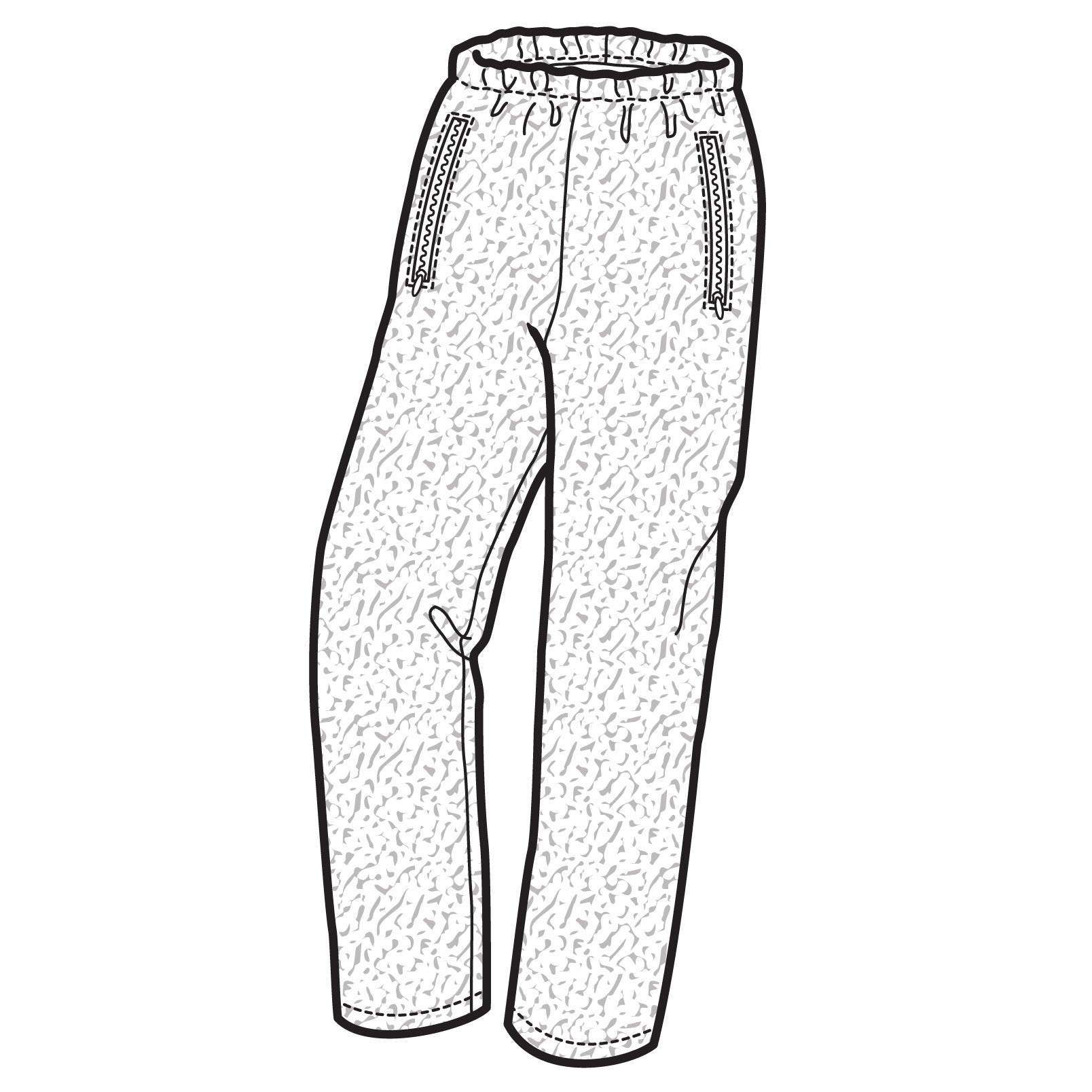 pen and ink drawing of a pair of polar fleece pants