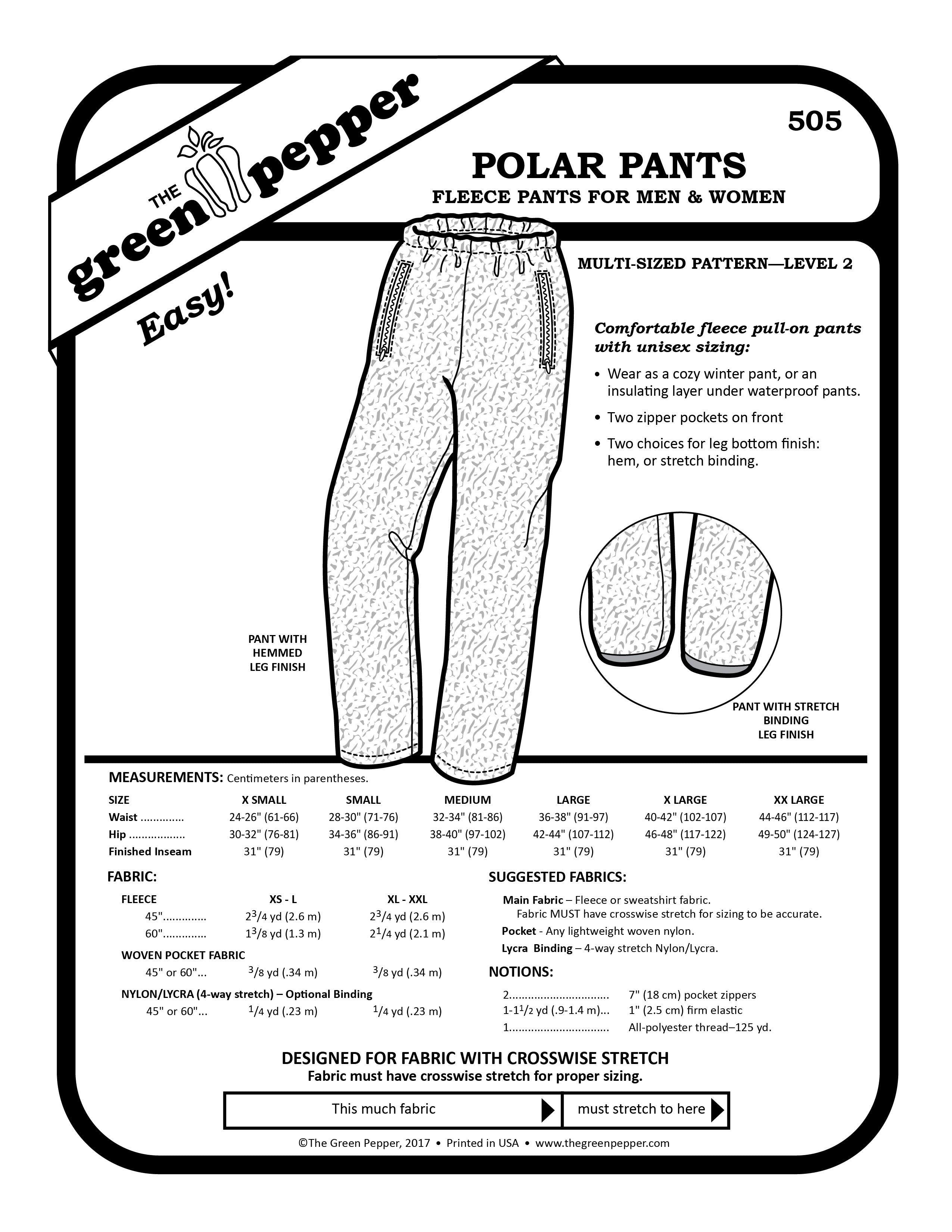 Image of the cover of 505 Polar Pants sewing pattern