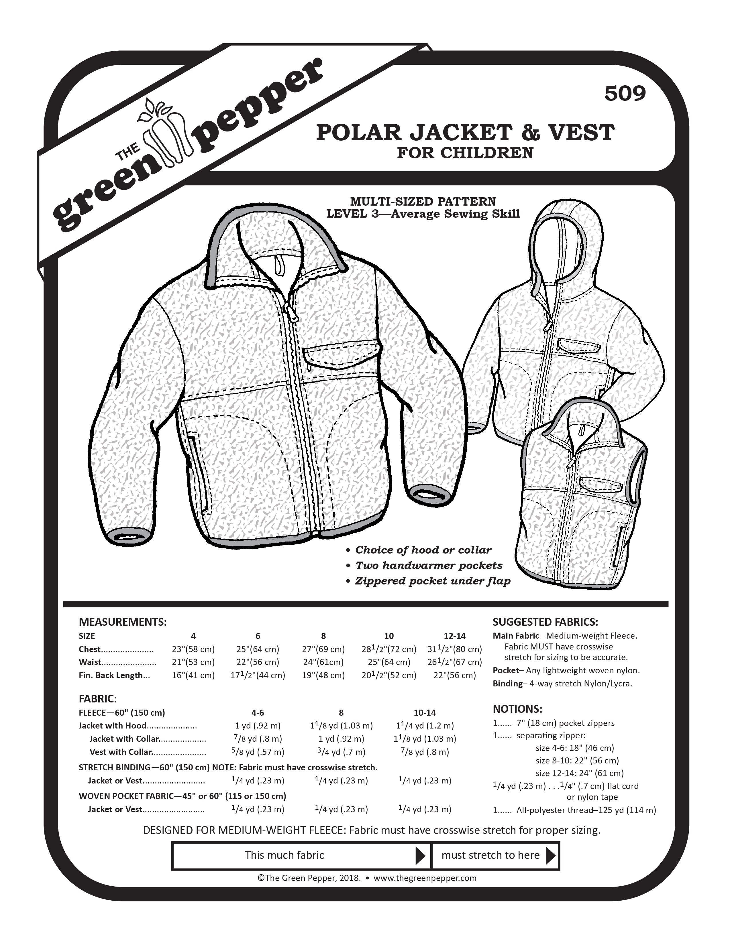 image of cover of sewing pattern for for 509 Polar Jacket and vest for children.