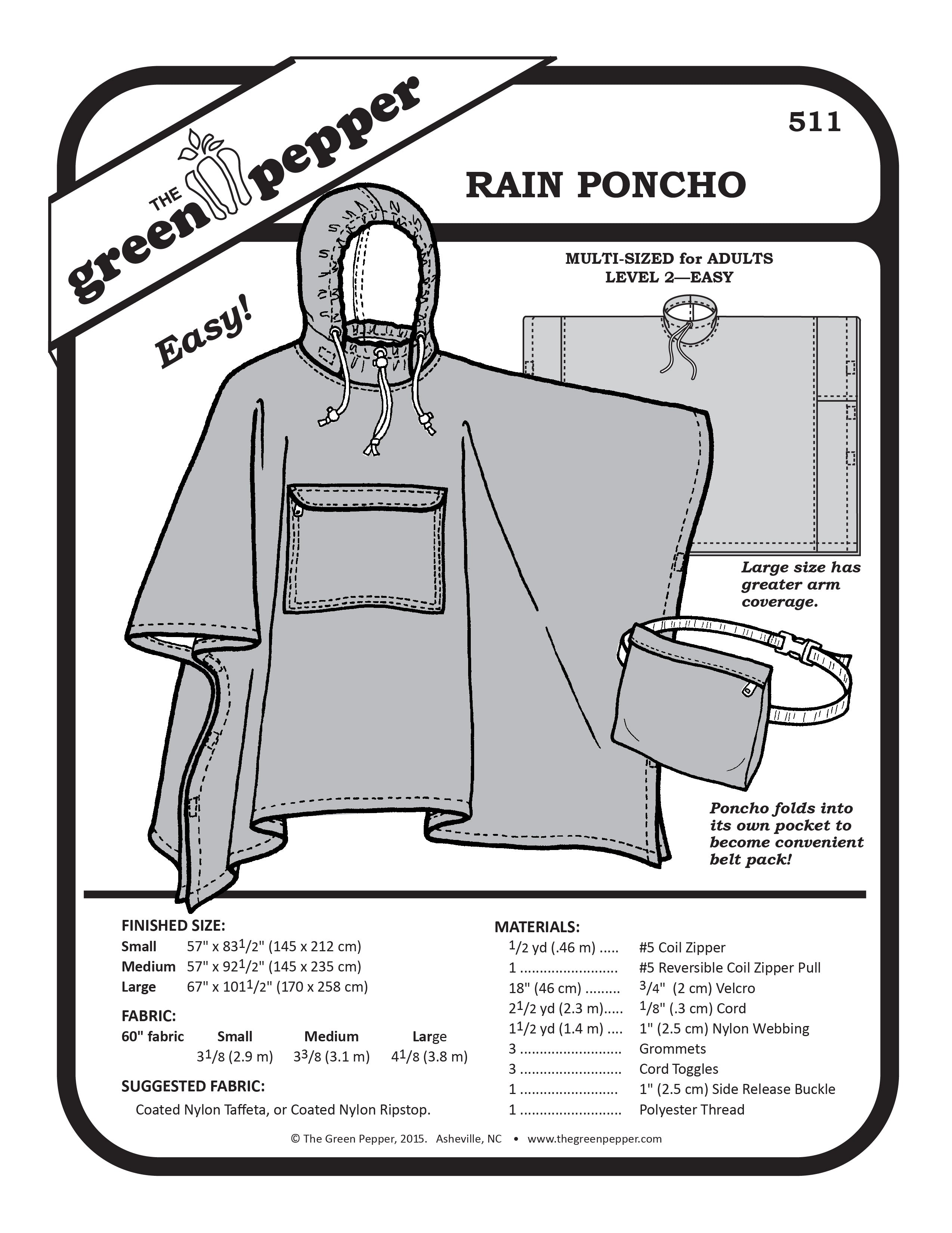 511 – Adult's Rain Poncho Pattern
