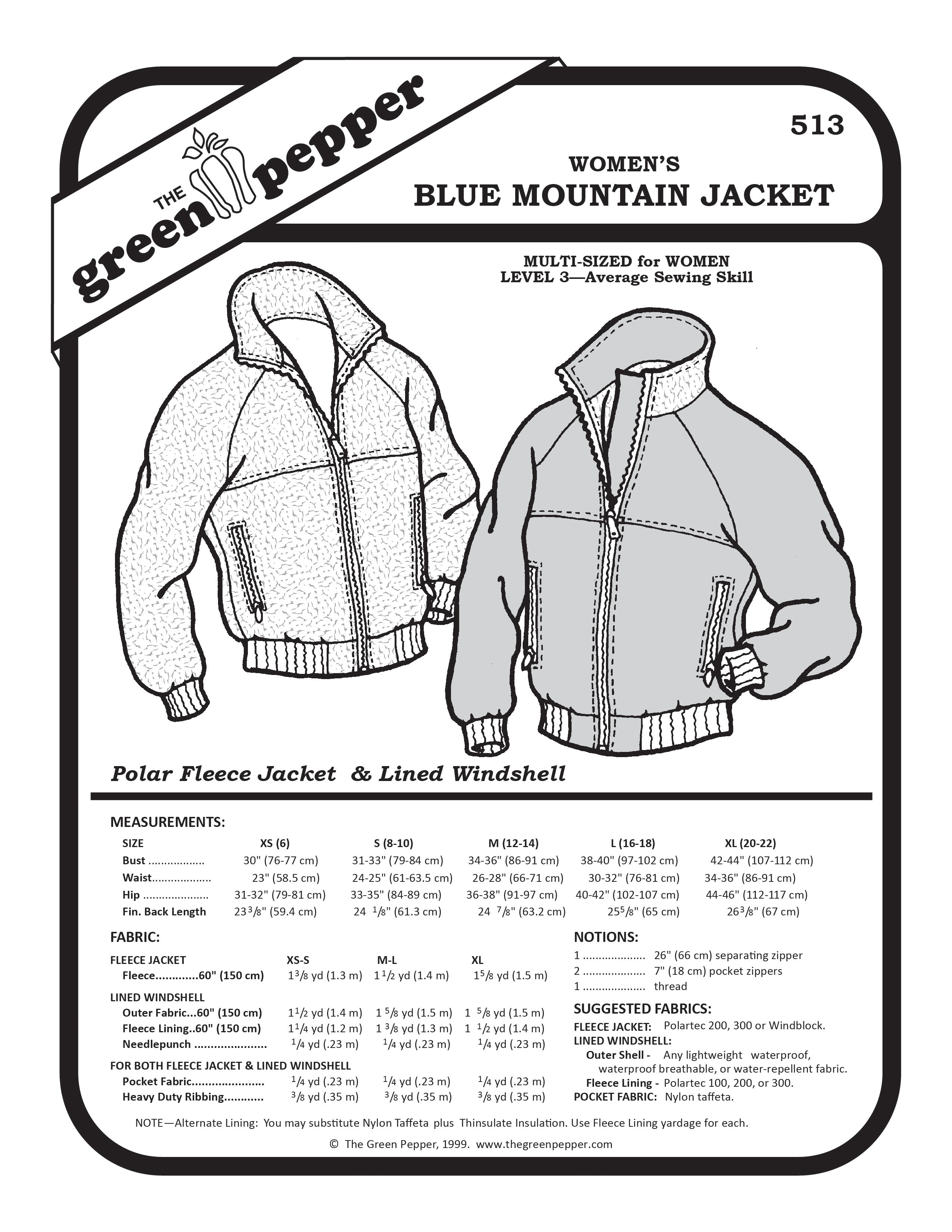 image of the cover of the women's blue mountain Jacket.
